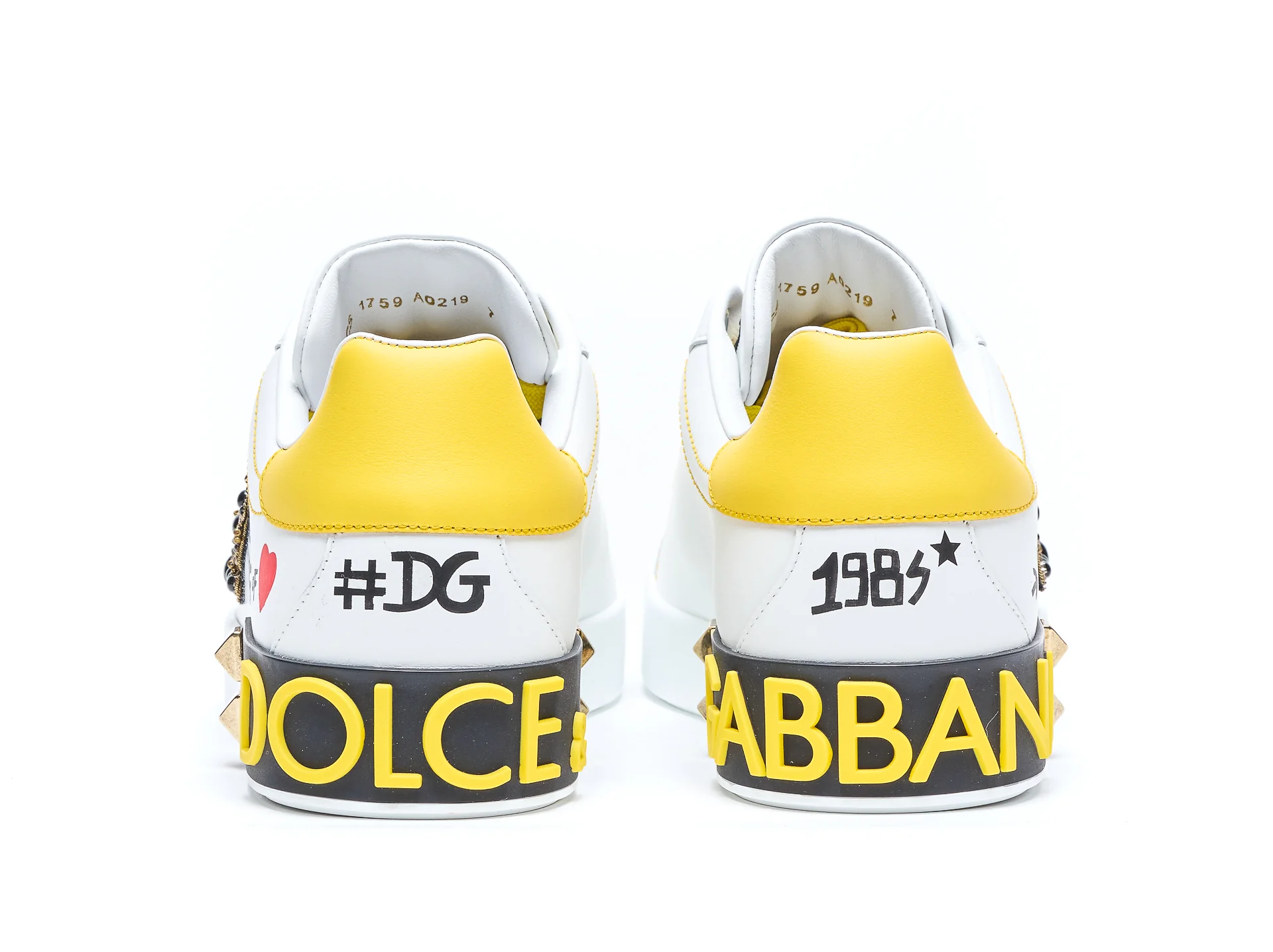 Sapatilhas Brancas de Couro e Tecido Dolce & Gabbana