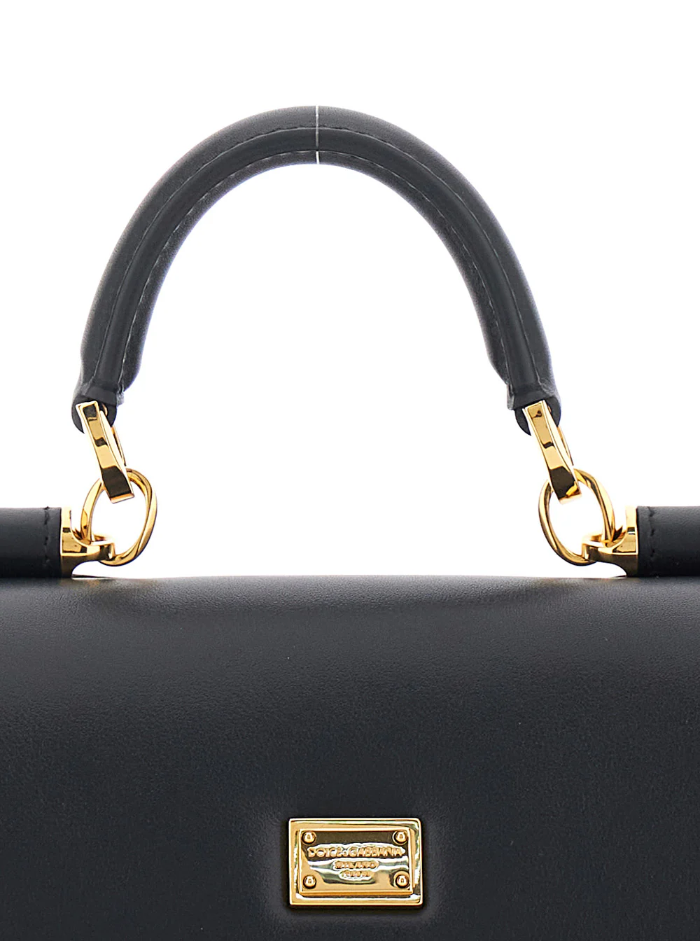 Bolsa Crossbody Preta Dolce & Gabbana My Sicily Mini com Alça de Couro Ajustável e Removível para Mulheres Algodão Vaca