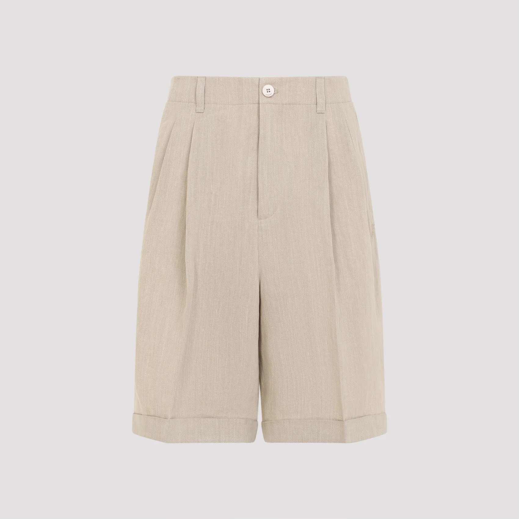 Shorts Pastro Nude e Neutros Linho Viscose Poliamida Jacquemus