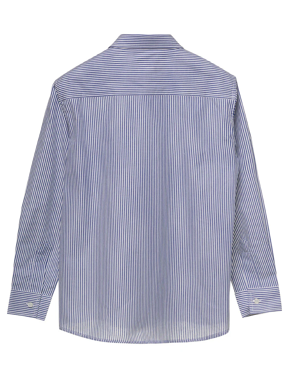 Camisa Infantil Il Gufo com Listras Azuis e Botões de Algodão Menino Azul e Blusas