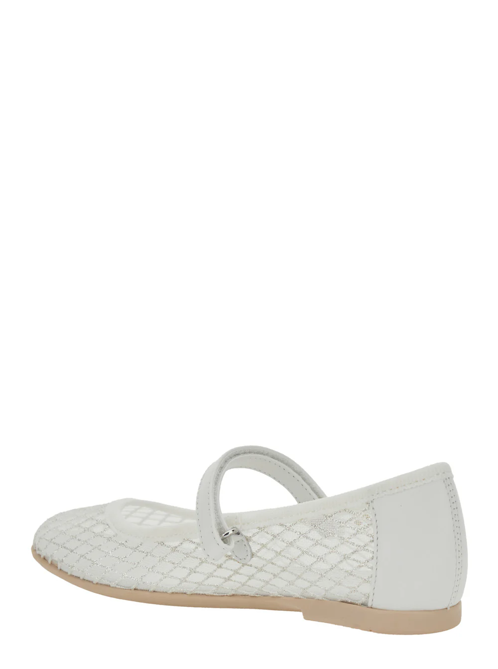 Sapatos de Balé Monnalisa Kids com Design em Malha e Decoração com Brilho Total em Eco-couro para Meninas, Ballerinas Brancas