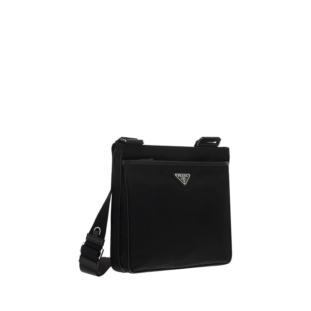 Bolsa de Ombro Preto de Nylon Prada