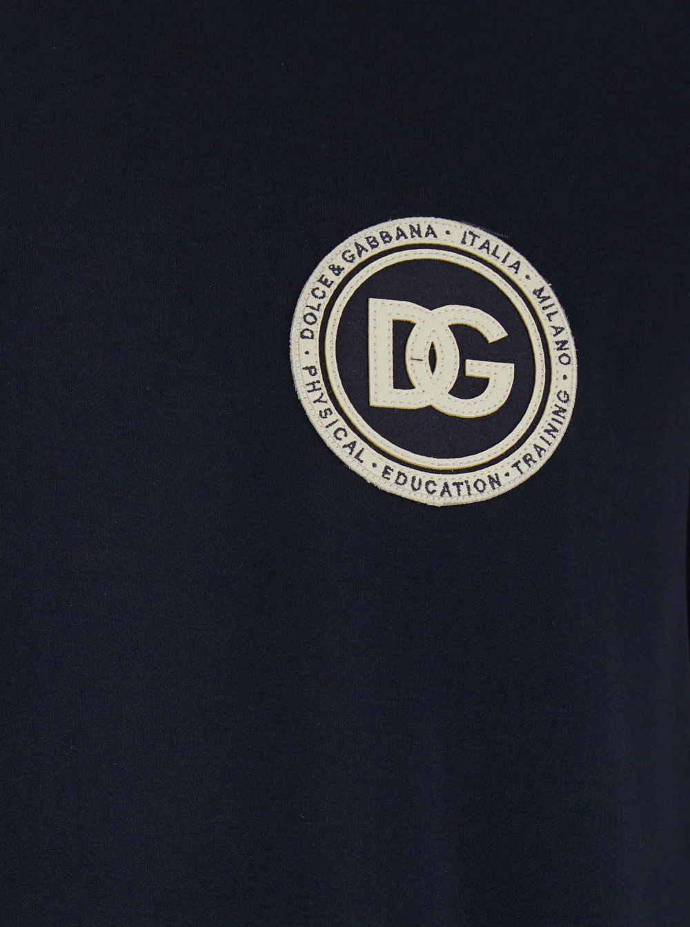 Camiseta Azul Dolce & Gabbana com Bordado de Logotipo na Frente para Homens Azul Camisetas de Algodão e Camisetas Polo