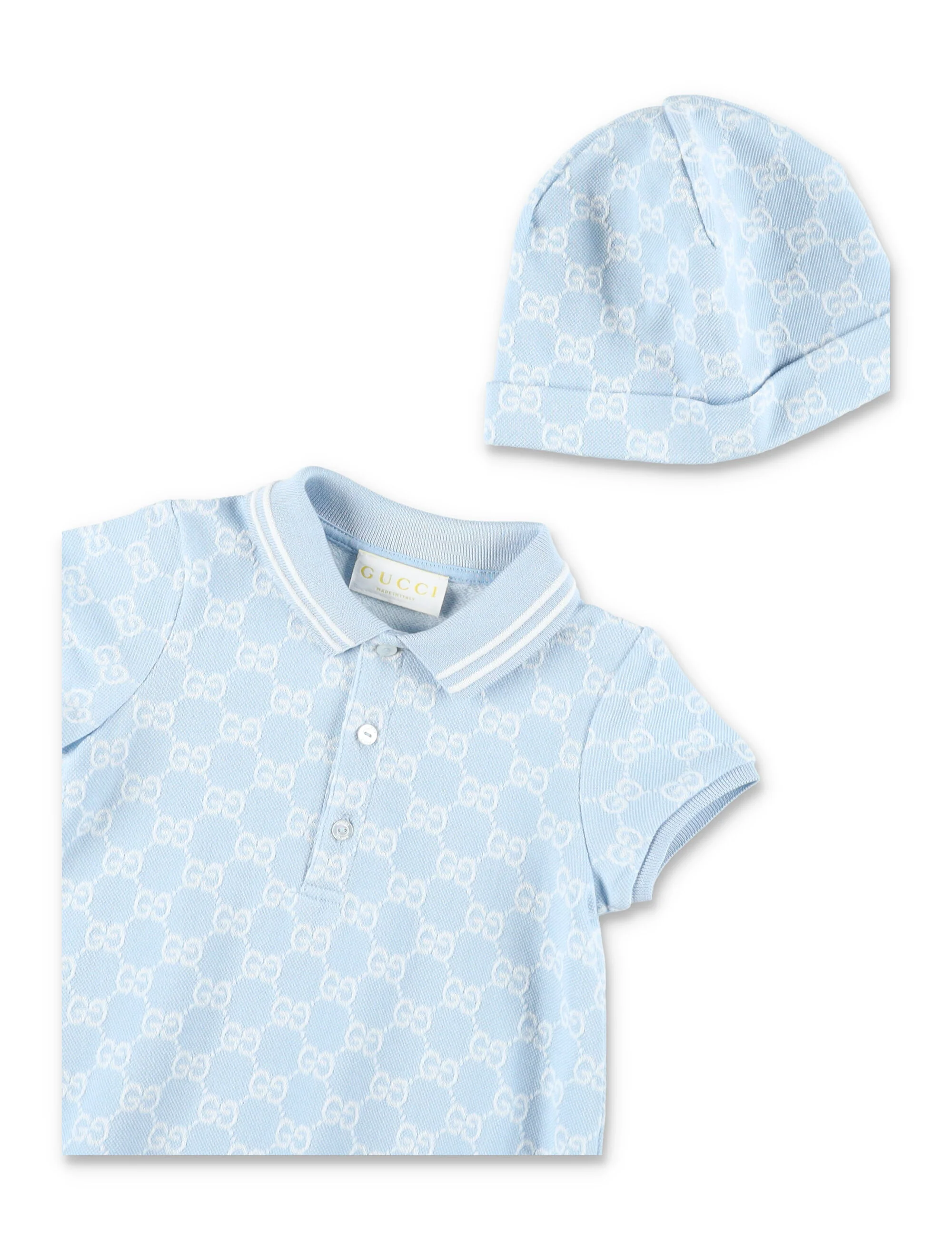 Conjunto de dois peças de algodão Gucci Baby Azul/branco Conjunto de dois peças de algodão Gucci Baby Azul/branco