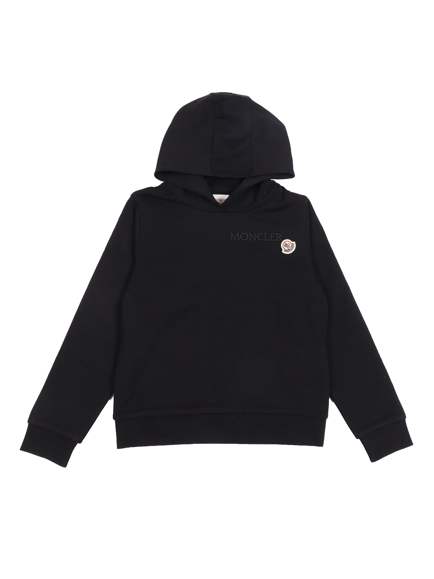 Moncler Enfant HOODIE SWEATER Forro de Algodão Preto Gola Redonda