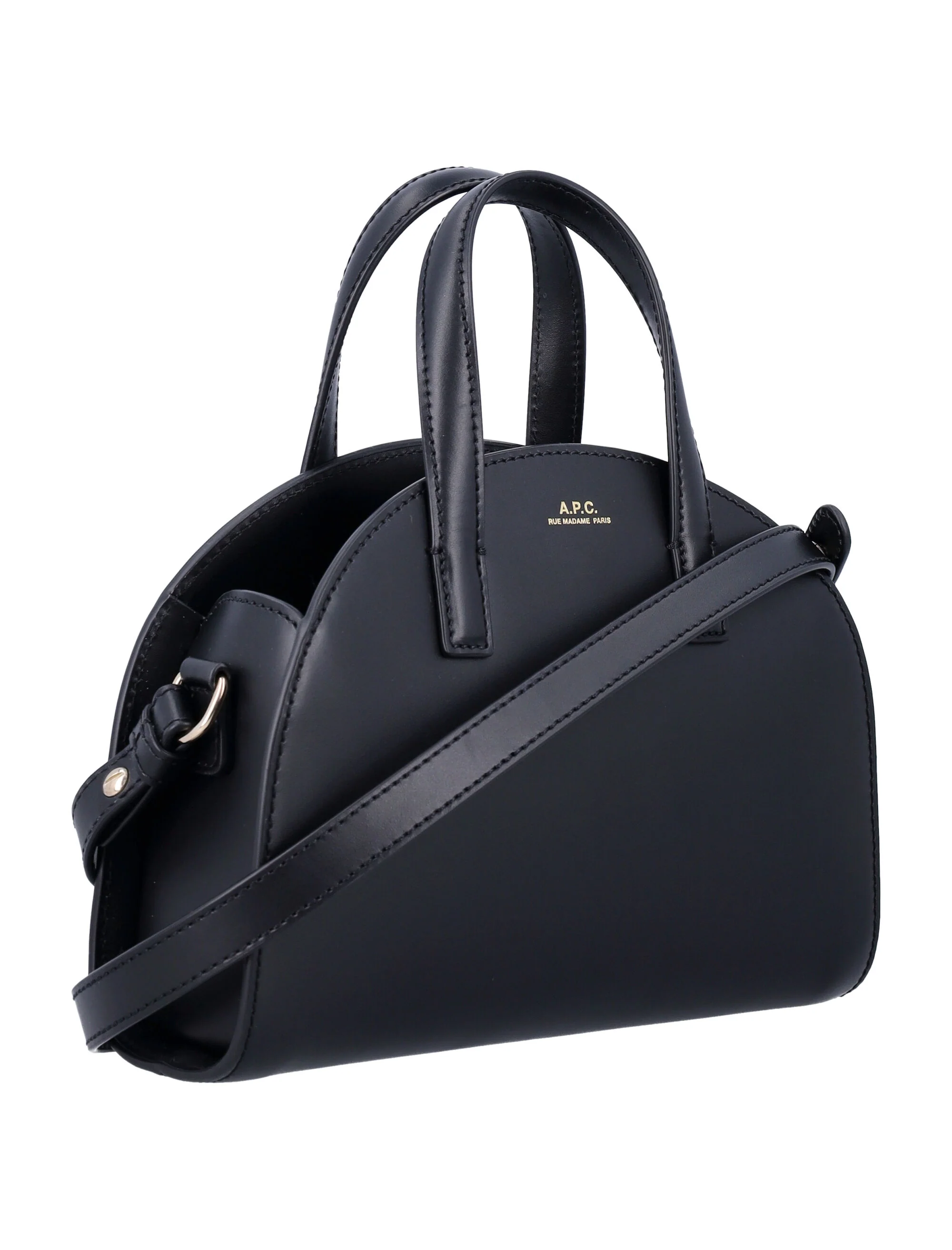 Bolsa Tote Demi Lune Pequena A.P.C. Preto Couro de Vaca
