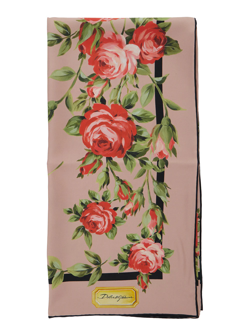 Pashmina Quadrada de Seda Multicolor Dolce & Gabbana com Logotipo na Frente e Estampa Floral em Todo o Tecido para Mulheres Foulards