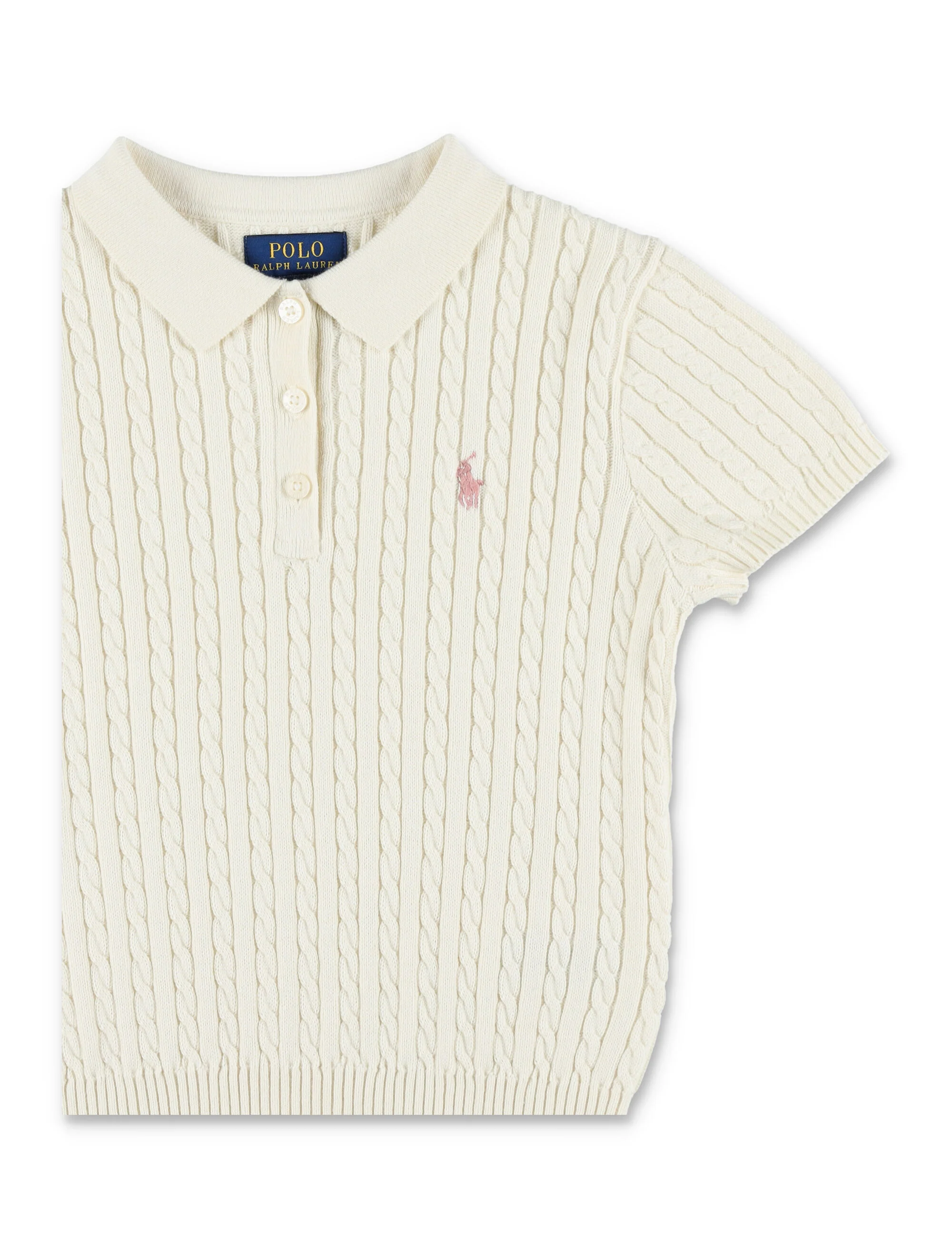 Polo Ralph Lauren Menina Mini-Cabo Malha de Algodão Creme
