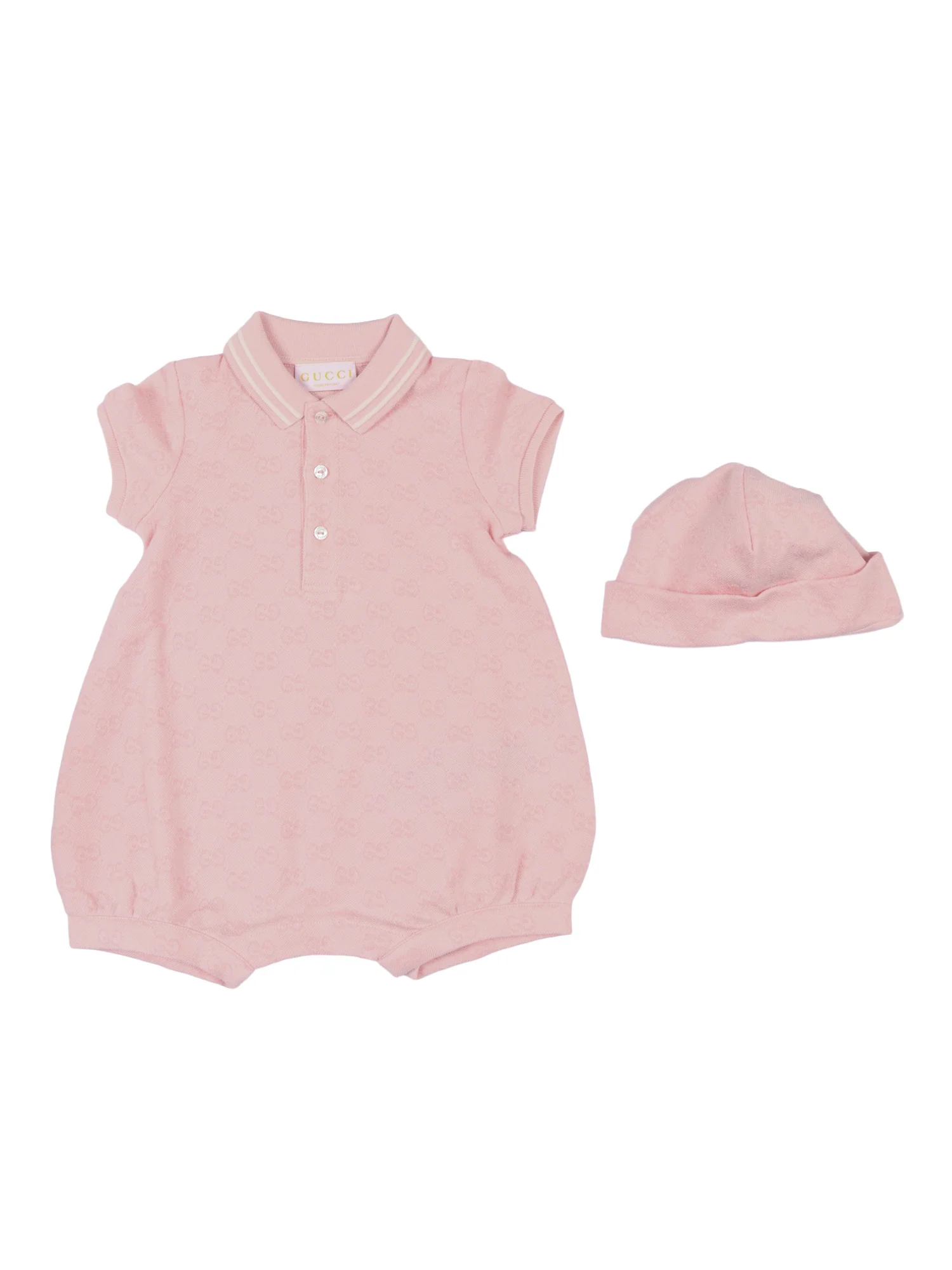 Conjunto Presente Gucci Kids B GG ALGODÃO PIQUET Caixa Rosa