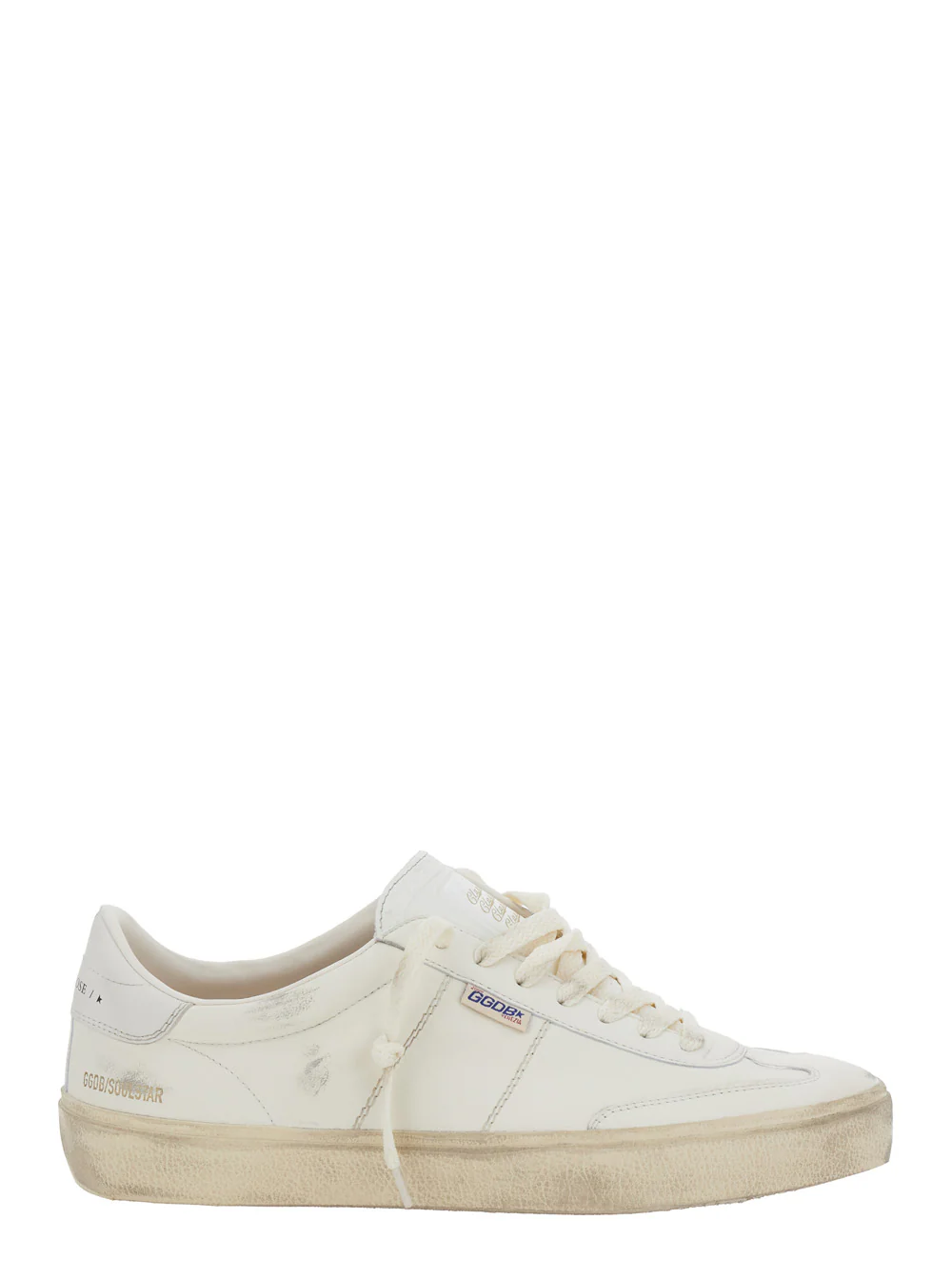 Sapatilhas Low Top Brancas Soul-Star Golden Goose com Tab Metallico no Talão em Couro de Ovelha e Vaca