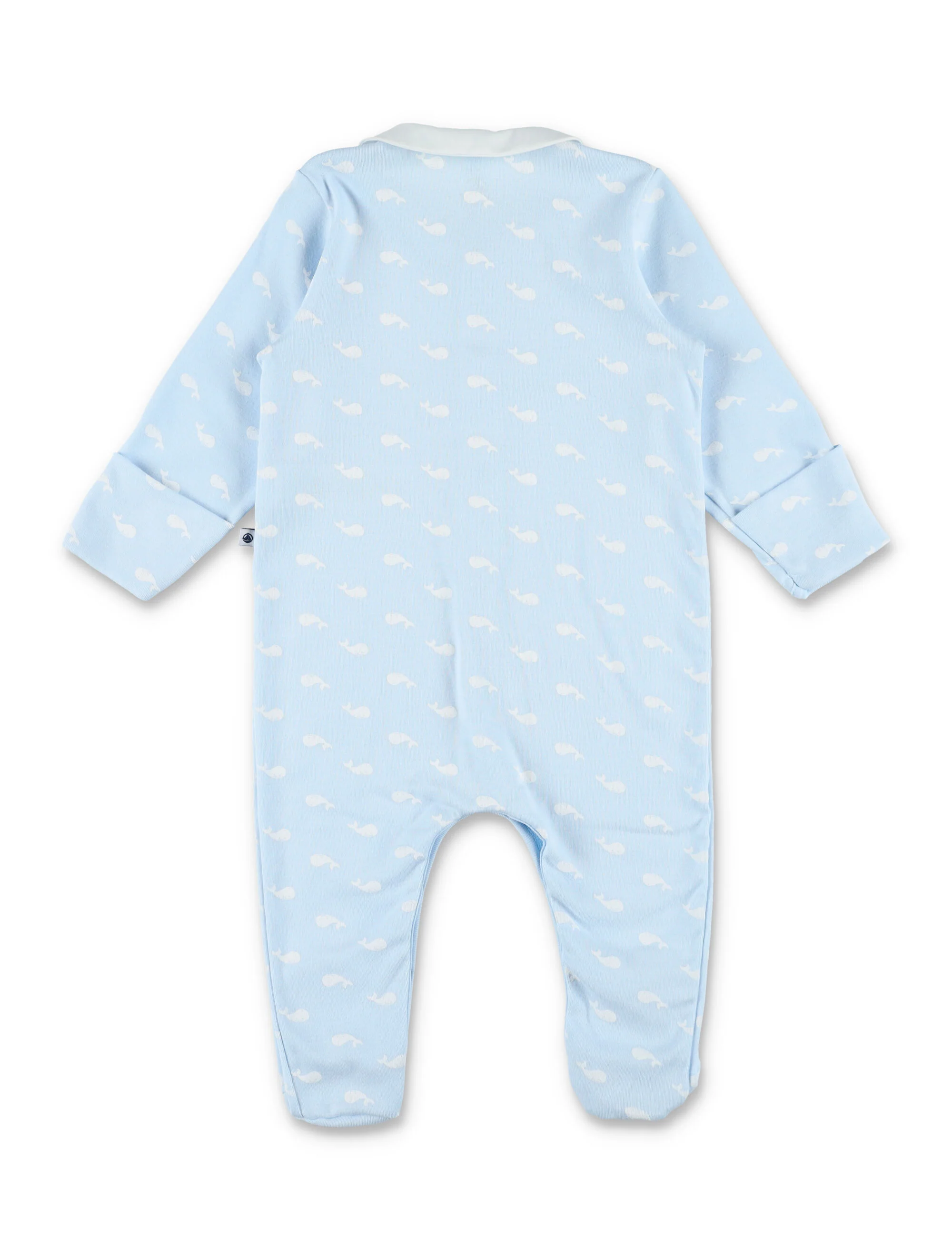 Macacão de Bebê de Algodão com Estampa de Baleia Petit Bateau, Macacão Azul Claro