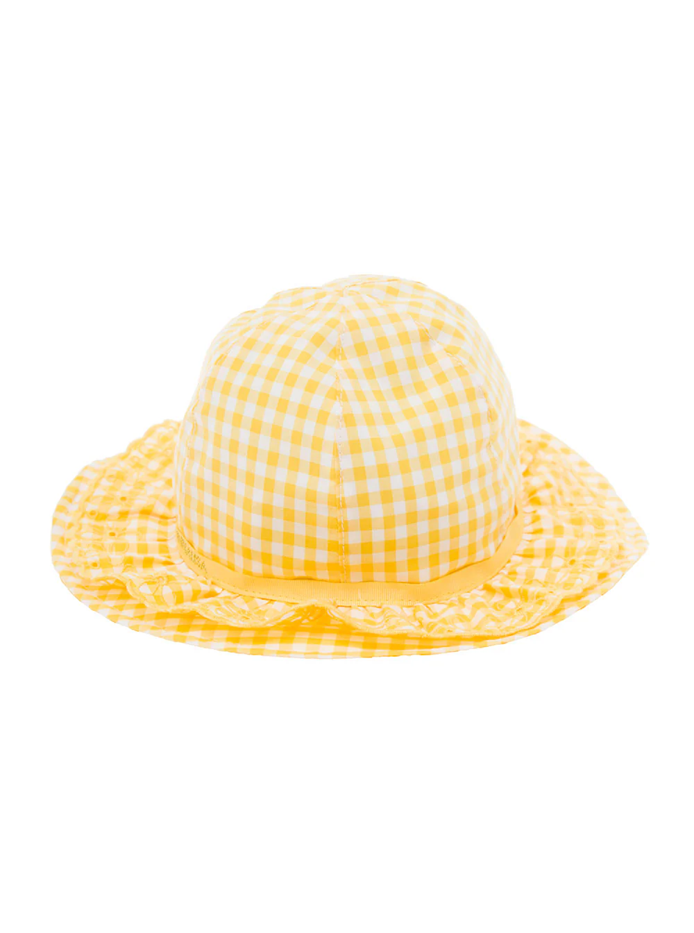 Monnalisa Kids Monnalisa Menina Chapéu de Luvas de Algodão Vichy Branco e Amarelo