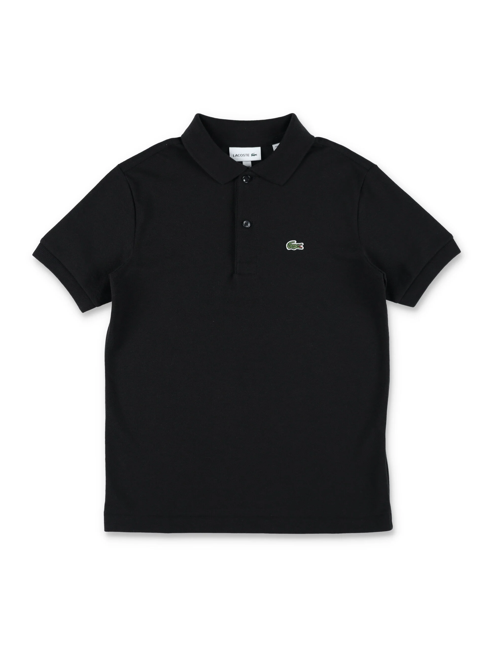 Camiseta Preta de Malha Petit Piqué de Algodão Lacoste Kids