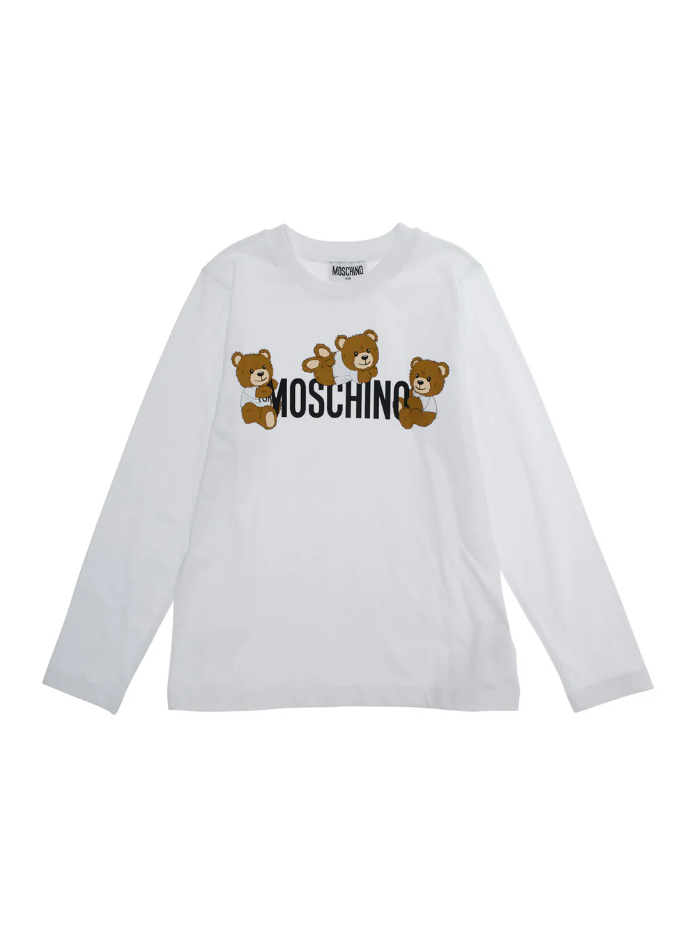 Camisola Branca Moschino Kids com Letras de Logotipo em Estampa Maxi na Frente Malha de Menino de Algodão