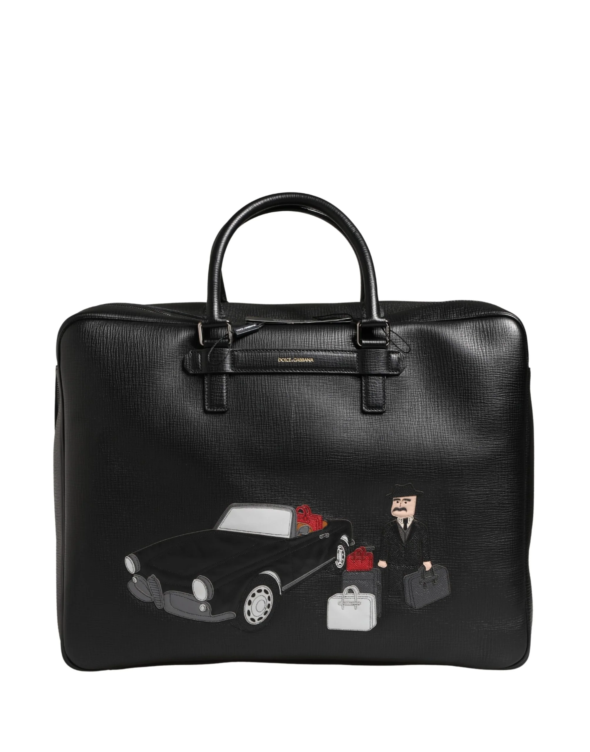 Dolce & Gabbana Bolsa Semana de Viagem de Couro com Aplicação de Homem Carro Preto Acessório de Novo
