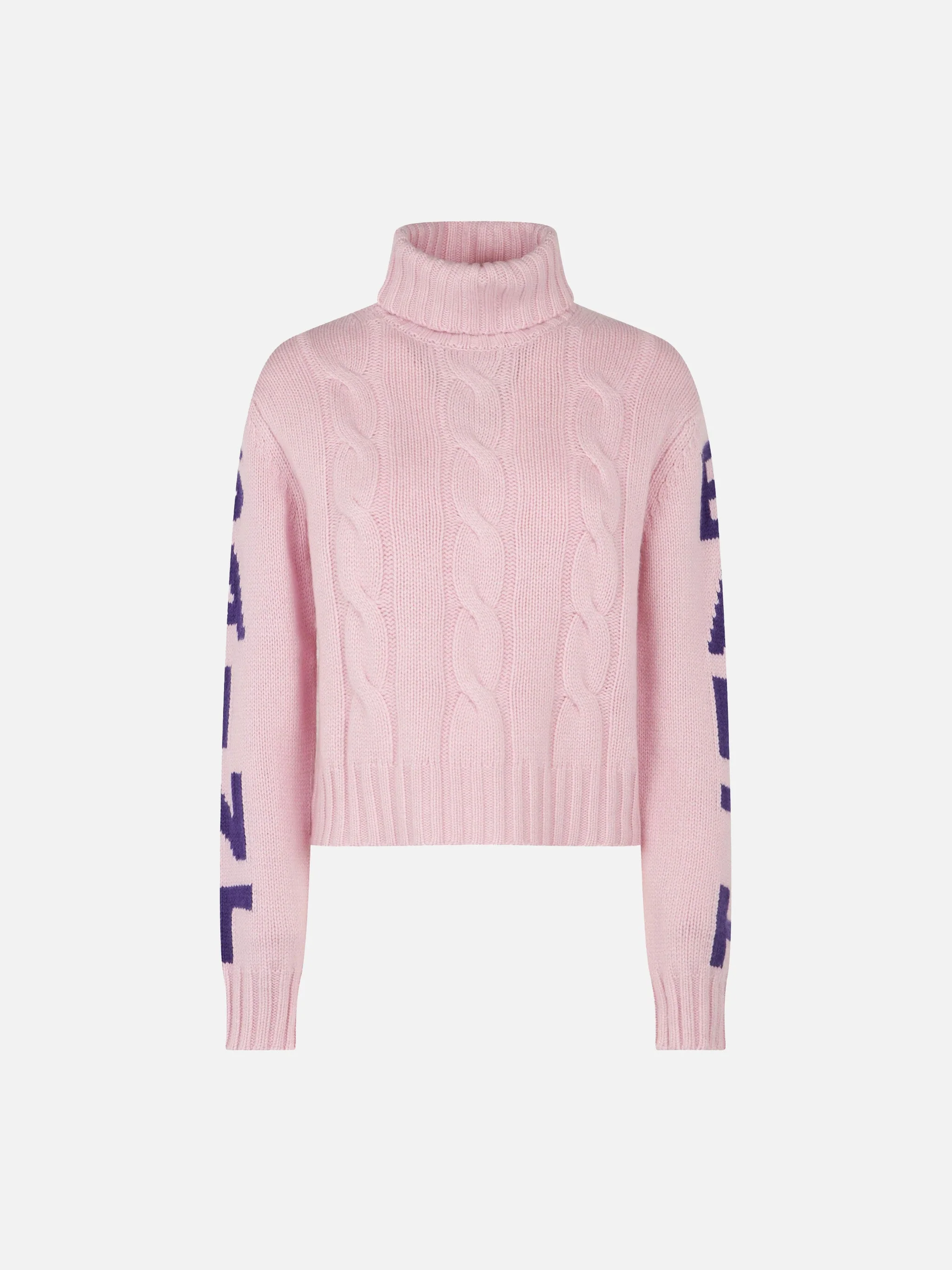 Mc2 Saint Barth Adler Jr Suéter de Gola Alta com Tricô de Malha e Jacquard Saint Barth Rosa