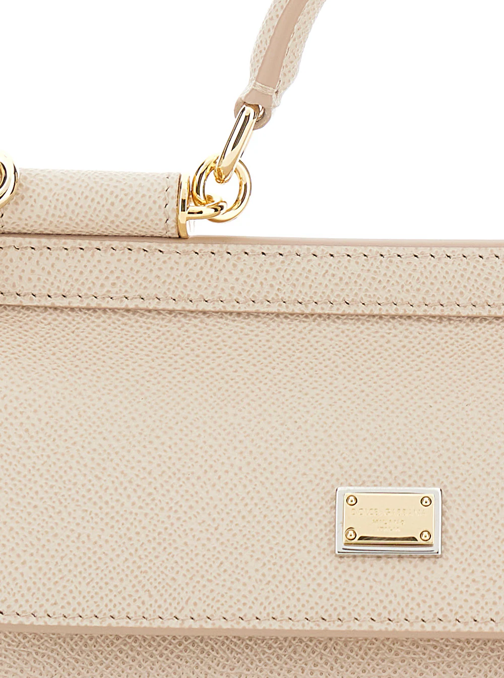 Bolsa de Mão Dolce & Gabbana Sicília Rosa com Alça de Ombro Ajustável e Removível, Placa de Logotipo na Frente, Em Couro para Mulheres