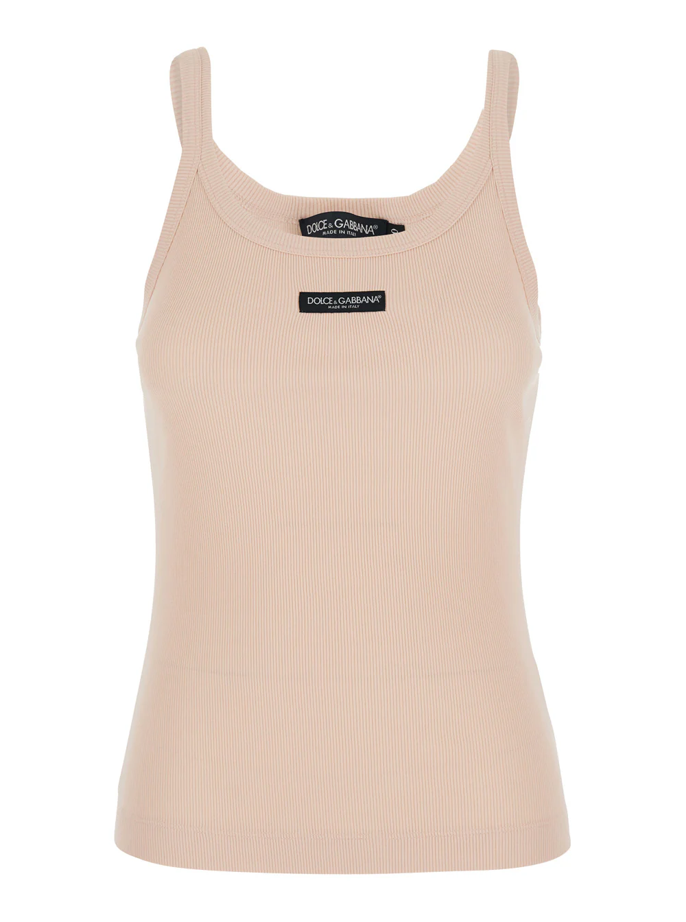 Top sem mangas rosa Dolce & Gabbana com decote redondo e patch com logotipo na frente em algodão para mulheres
