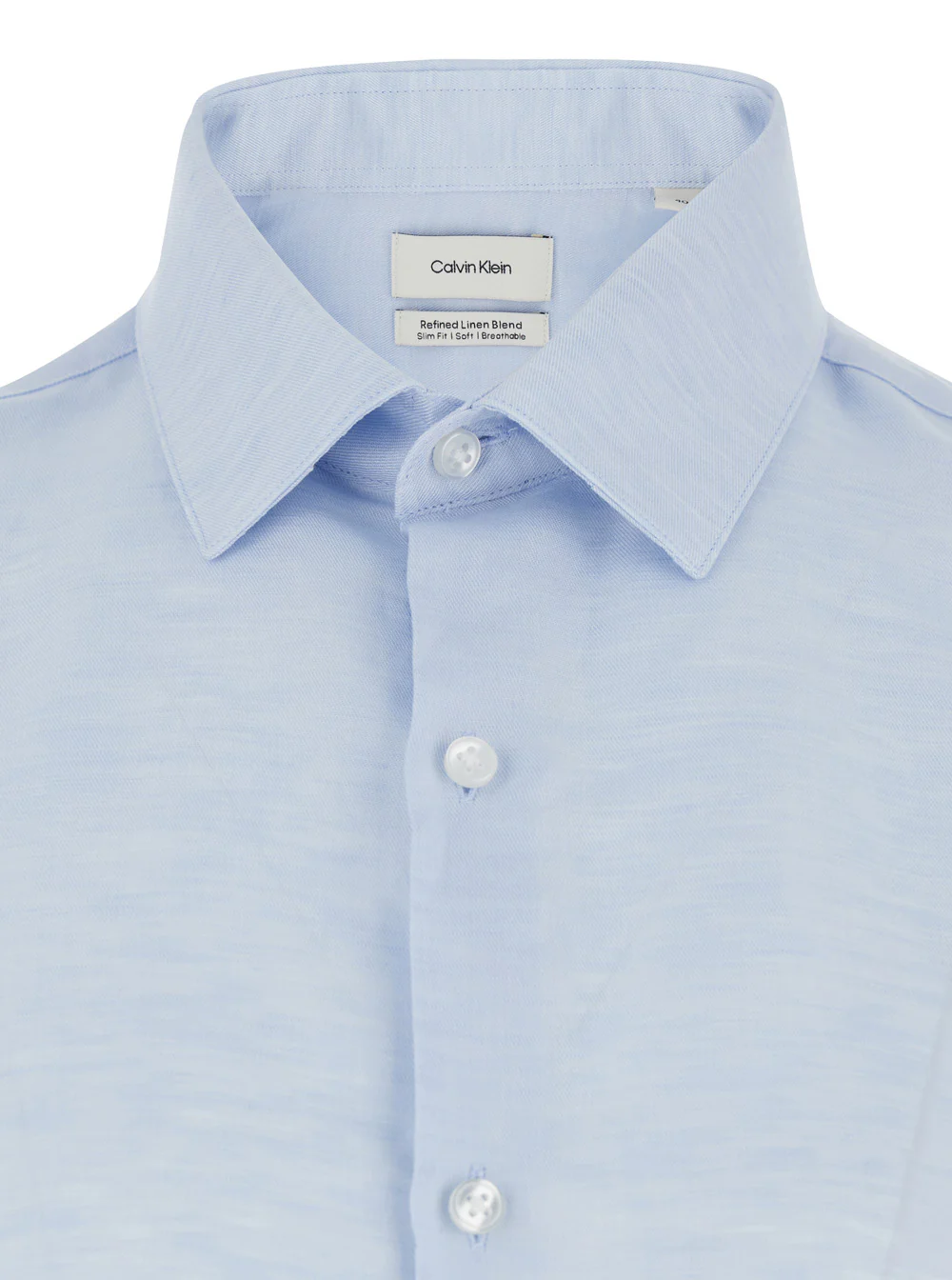 Camisa Calvin Klein SLIM REF LINEN BLD SLD Azul Claro com Gola Clássica e Mangas Compridas para Mulheres, Blusas de Lyocel