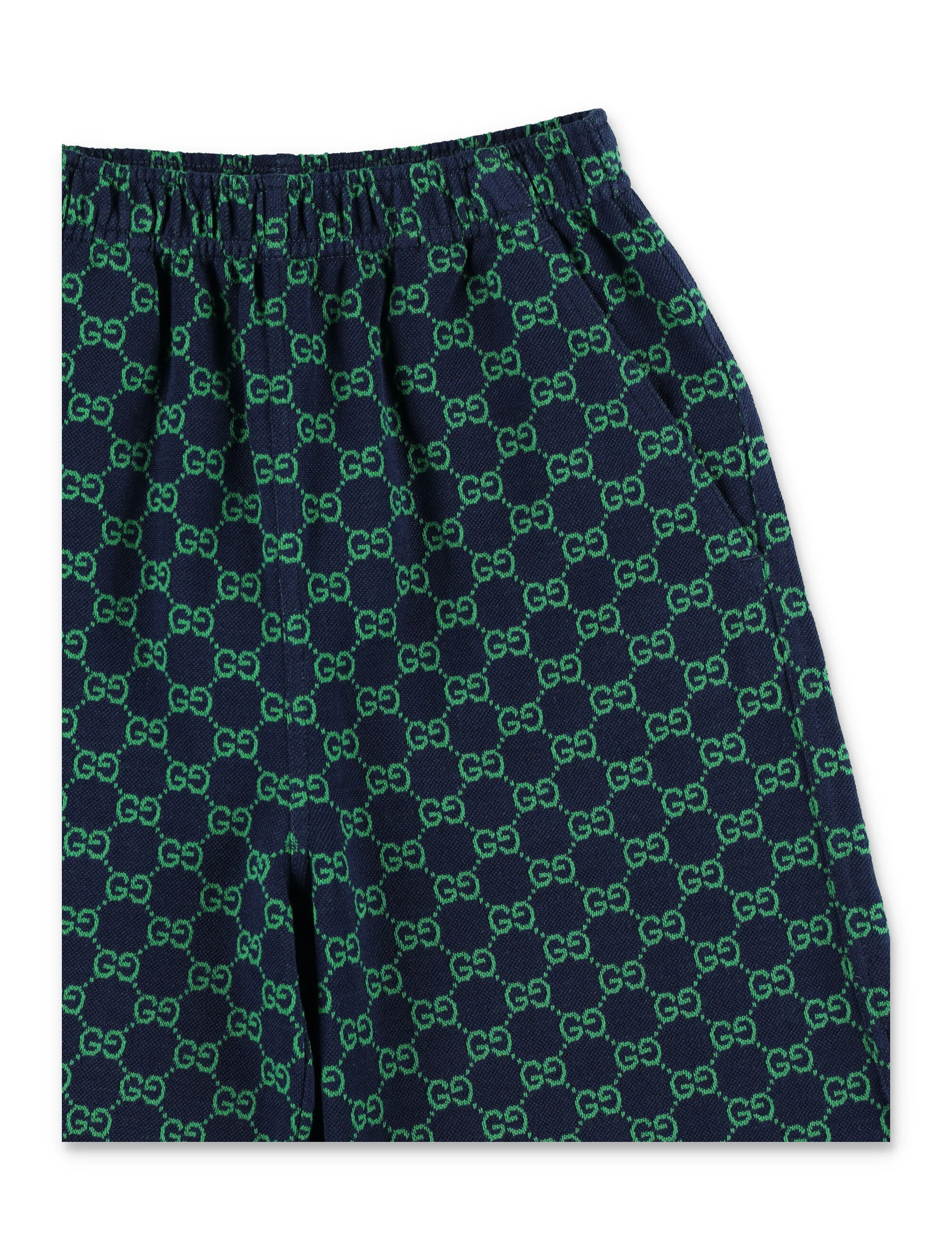 Bermudas Gucci Gg Kids Azul-marinho/verde Algodão