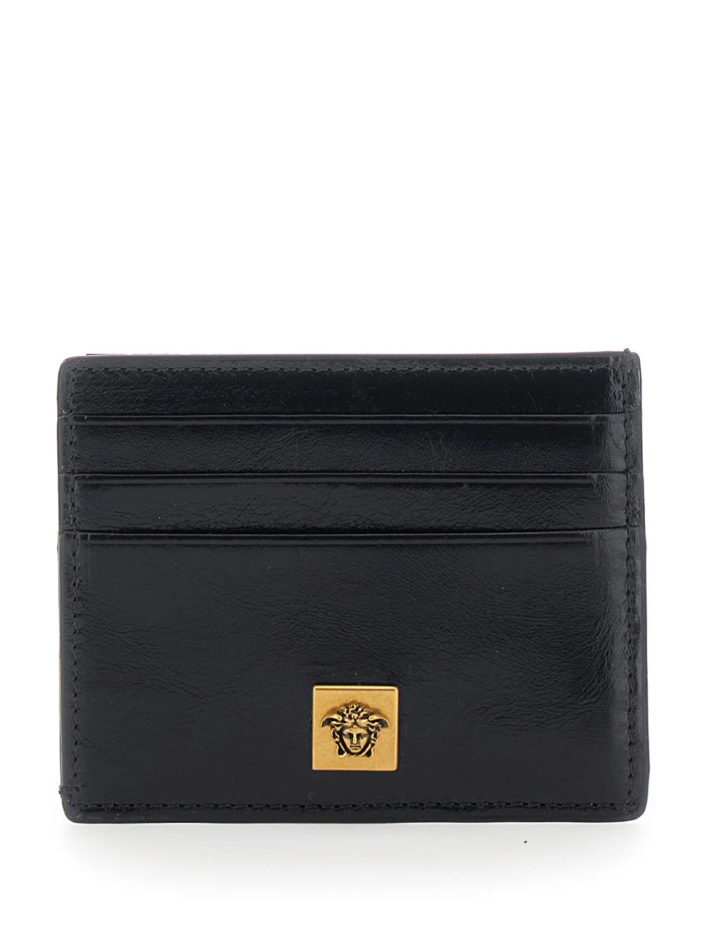 Versace Case de Cartão Plano em Couro de Novilho Preto Carneiro Produtos Versace Case de Cartão Plano em Couro de Novilho Preto Carneiro Produtos