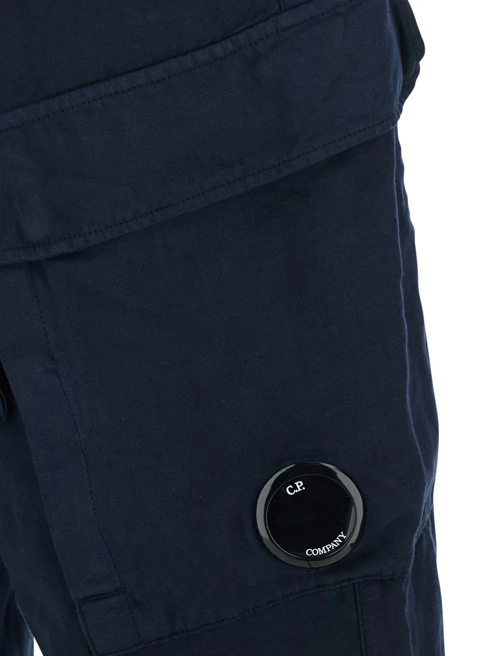 Calças Azuis C.P. Company com Cintura Elástica e Bolsa de Cargo em Mistura de Algodão e Linho para Homens Calças Azuis Calças Azuis C.P. Company com Cintura Elástica e Bolsa de Cargo em Mistura de Algodão e Linho para Homens Calças Azuis