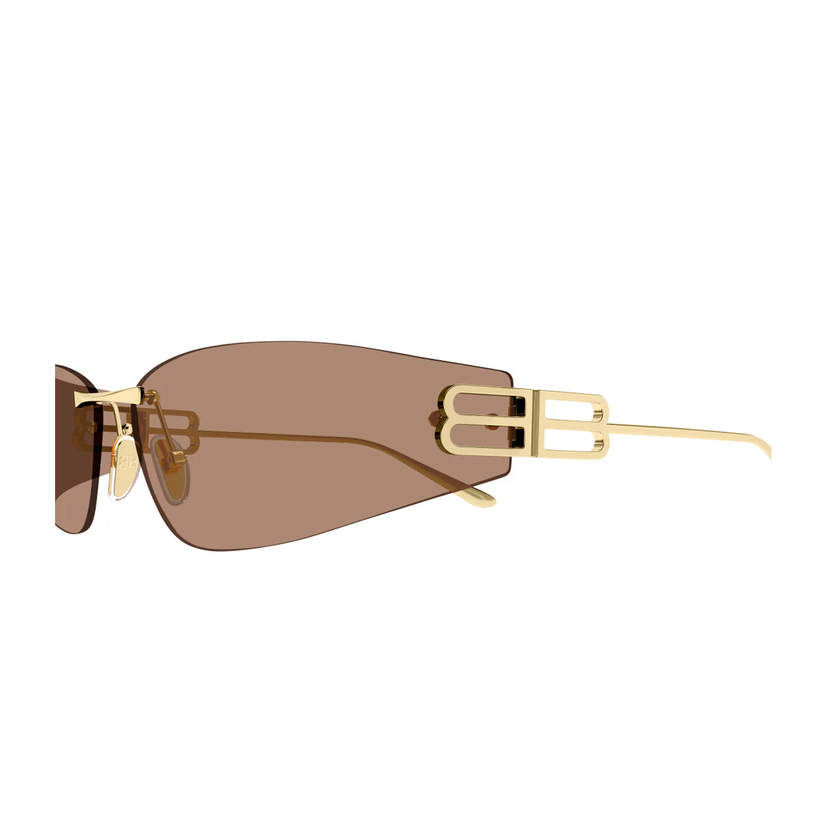 Óculos de Sol Balenciaga Bb0484s Linea Everyday 004 Dourado Marrom Oro Metal