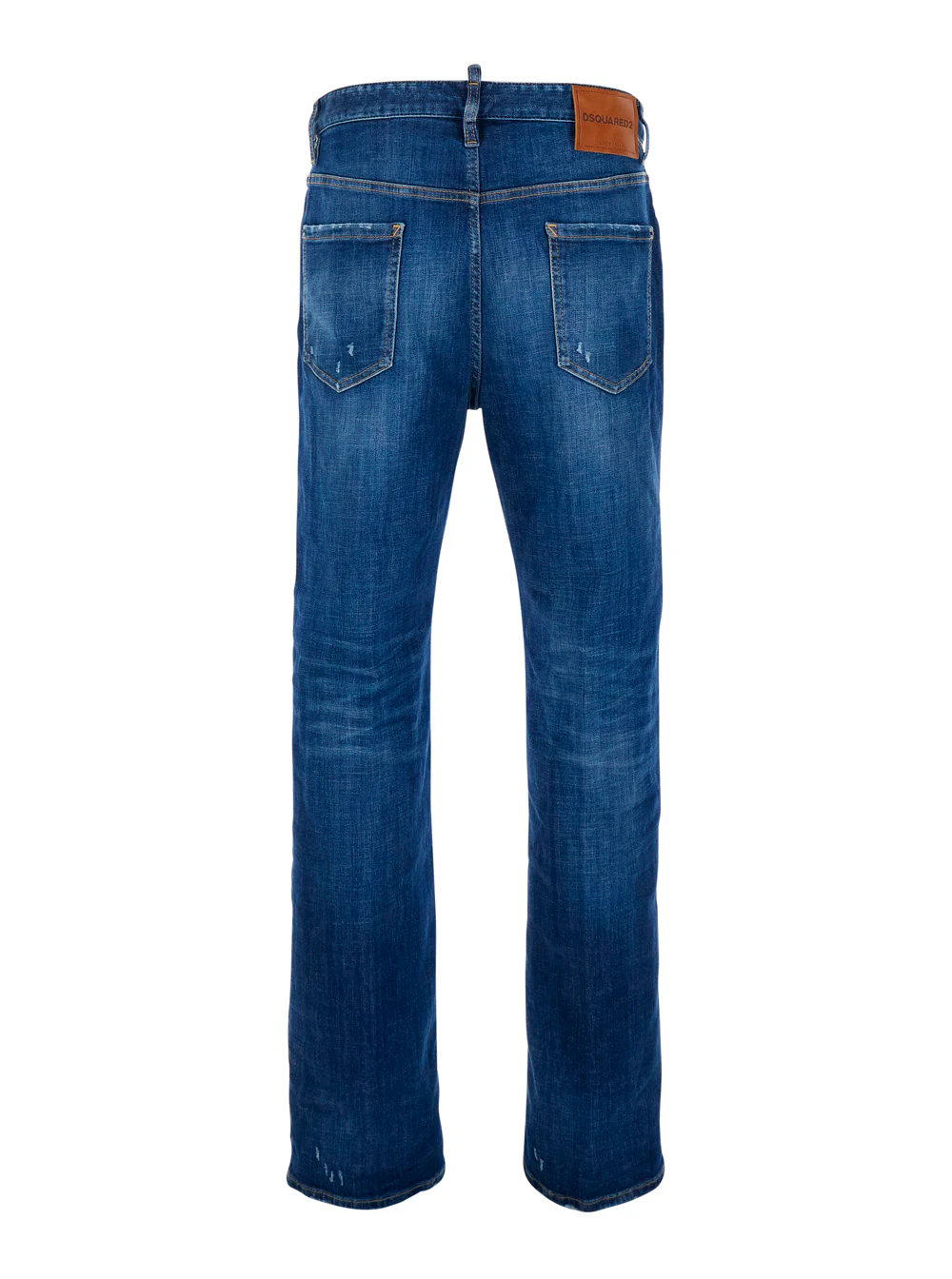 Calças de Denim Azul Dsquared2 com Detalhes Rasgados e Patch de Logotipo nas Costas para Homens Azul Algodão Poliéster Elastano Calças de Denim Azul Dsquared2 com Detalhes Rasgados e Patch de Logotipo nas Costas para Homens Azul Algodão Poliéster Elastano