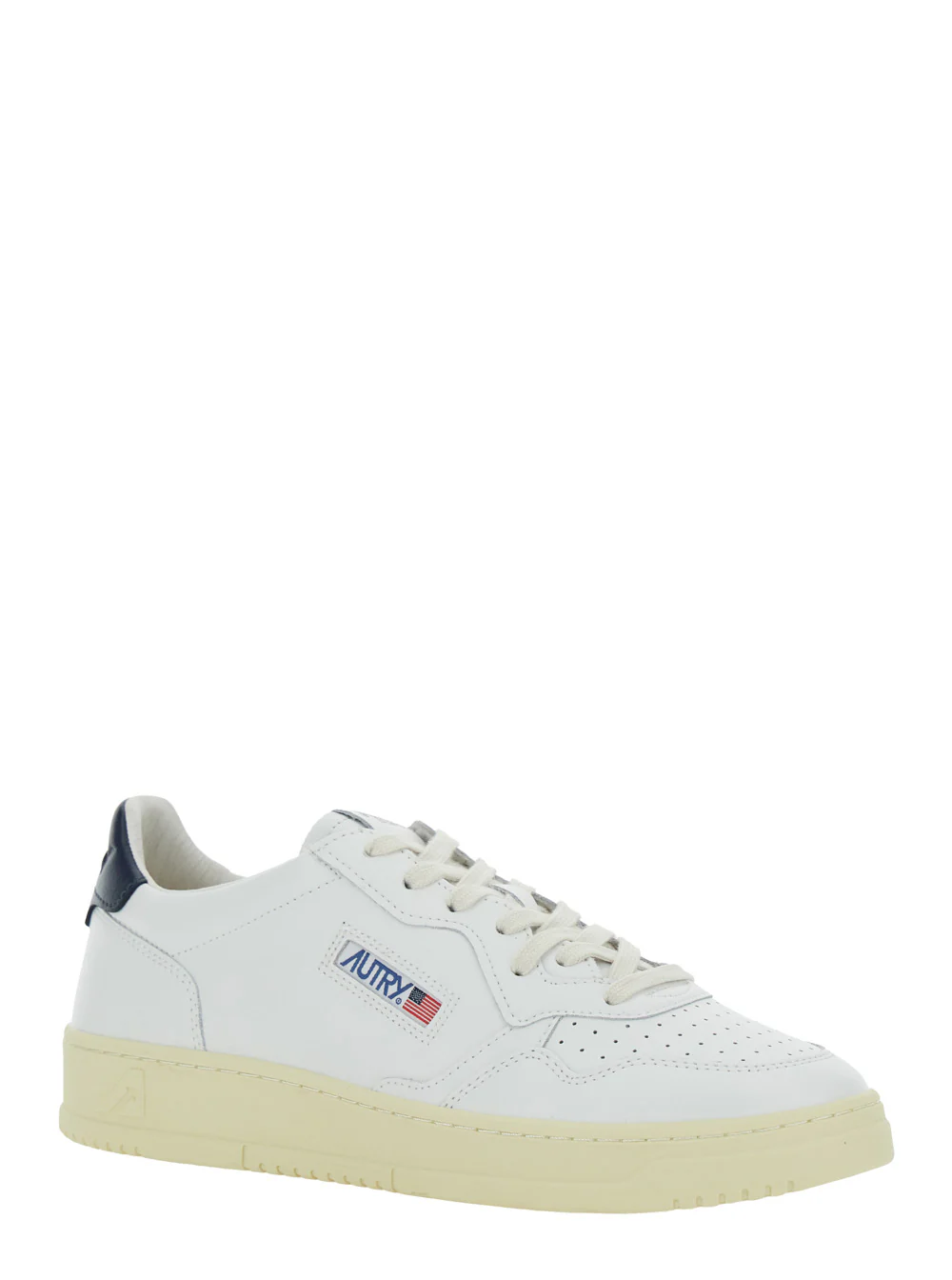 Sapatilha Autry Medalist Low com Puxador em Contraste Branco Couro Masculino Vaca