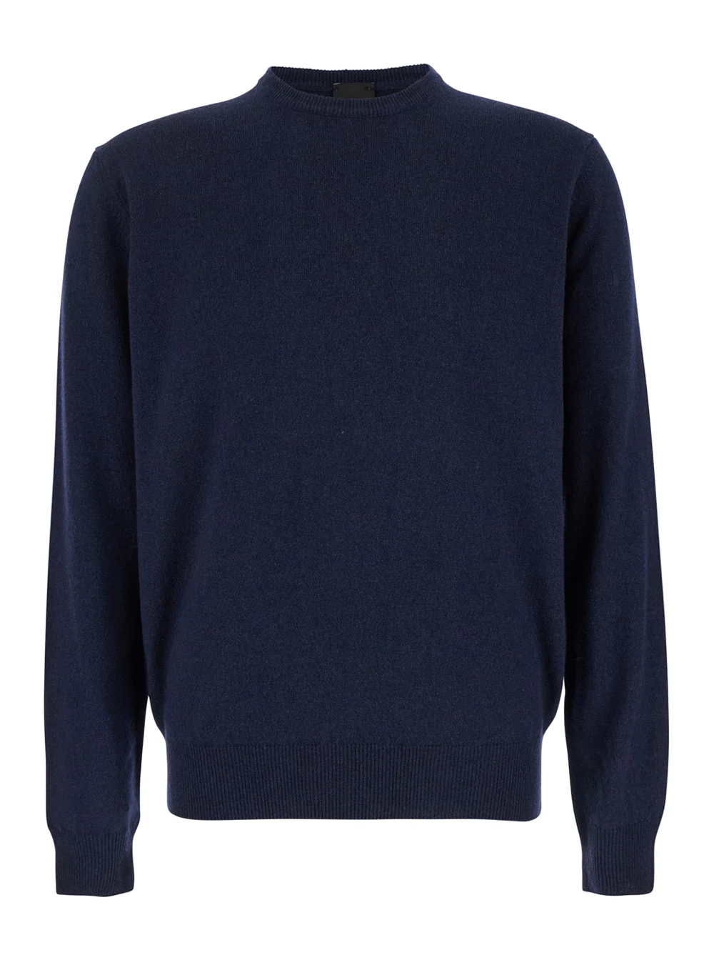 Suéter Azul Básico com Gola Redonda em Mistura de Lã de Merino e Seda Man Blu Merinos Cashmere Jersey