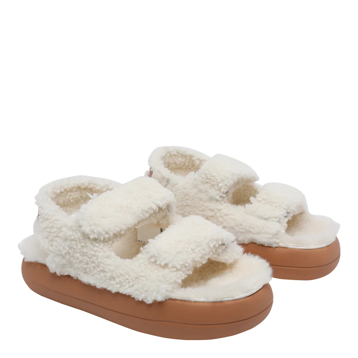 Sandálias Moon Boot Brancas com Pelúcia/Sola de Borracha