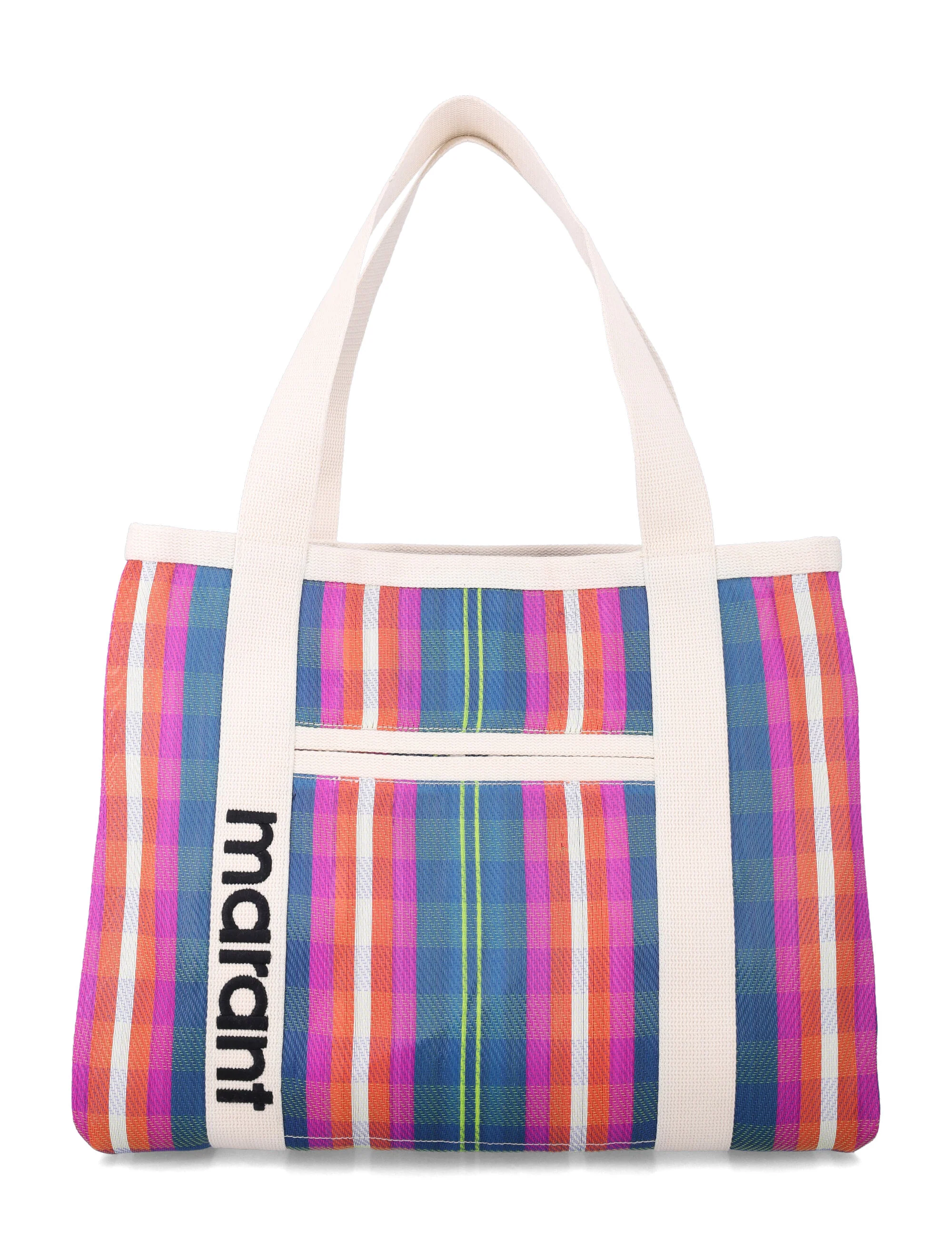 Isabel Marant Darwen Bolsa de Ombro Listrada Azul-Marinho Laranja Nylon
