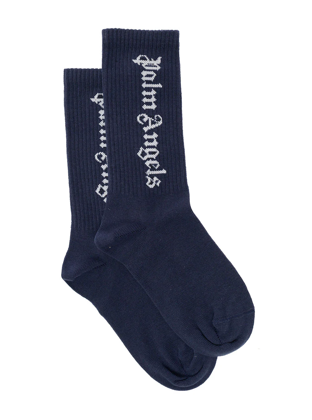 Meias Azuis de Terry com Logotipo Jacquard em Contraste Palm Angels Crianças Azul Algodão Poliamida Elastano Roupa Interior