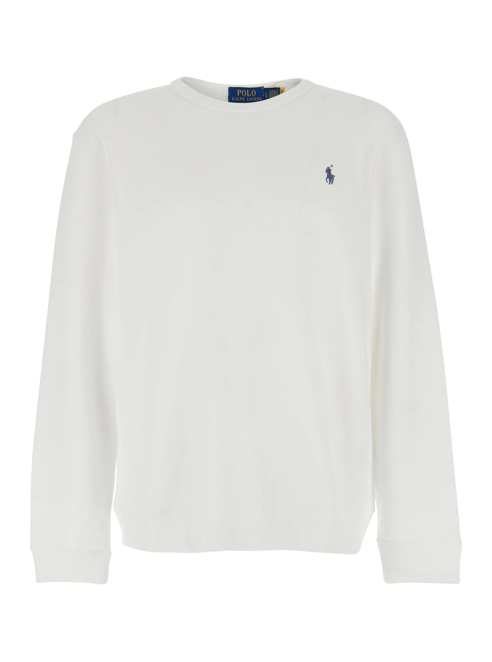 Polo Ralph Lauren Camiseta Branca com Gola Redonda e Logotipo Bordado na Frente em Camisetas de Algodão e Poliéster Polo Ralph Lauren Camiseta Branca com Gola Redonda e Logotipo Bordado na Frente em Camisetas de Algodão e Poliéster
