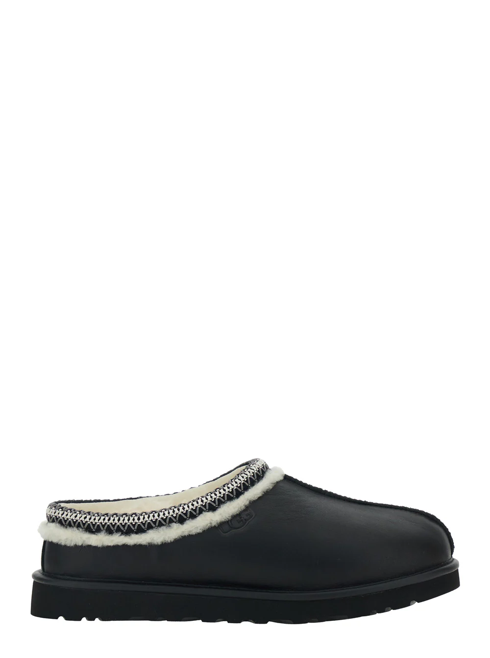 Mule UGG Tasman Preto com Logotipo em relevo em Couro e Tecido, Sapatos Planos Mule UGG Tasman Preto com Logotipo em relevo em Couro e Tecido, Sapatos Planos
