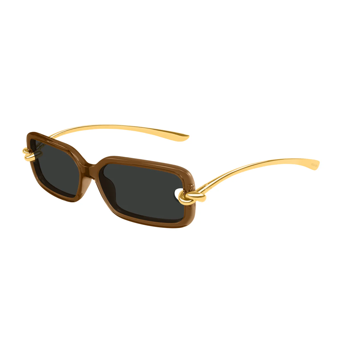 Óculos de Sol Bottega Veneta BV1439S Linea Signature Icons 005 Marrom Dourado Cinza Marrone Bio-injetado/Metal