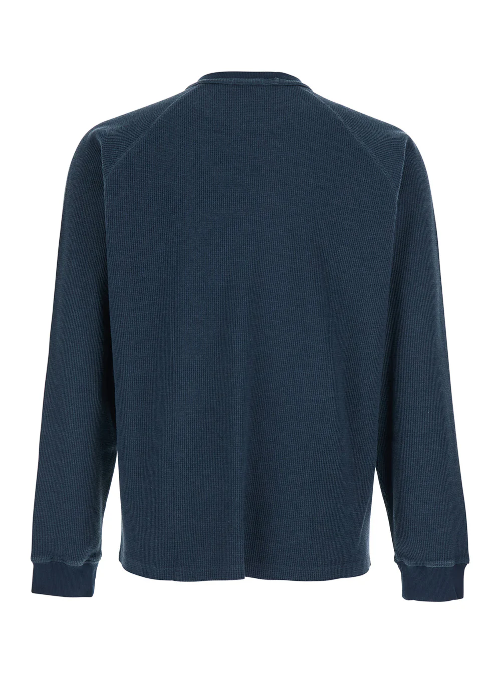 Camiseta Azul Coor Tecido Dying Waffle Manga Longa com Mangas e Gola Redonda de Algodão para Homens Azul Jersey Camiseta Azul Coor Tecido Dying Waffle Manga Longa com Mangas e Gola Redonda de Algodão para Homens Azul Jersey