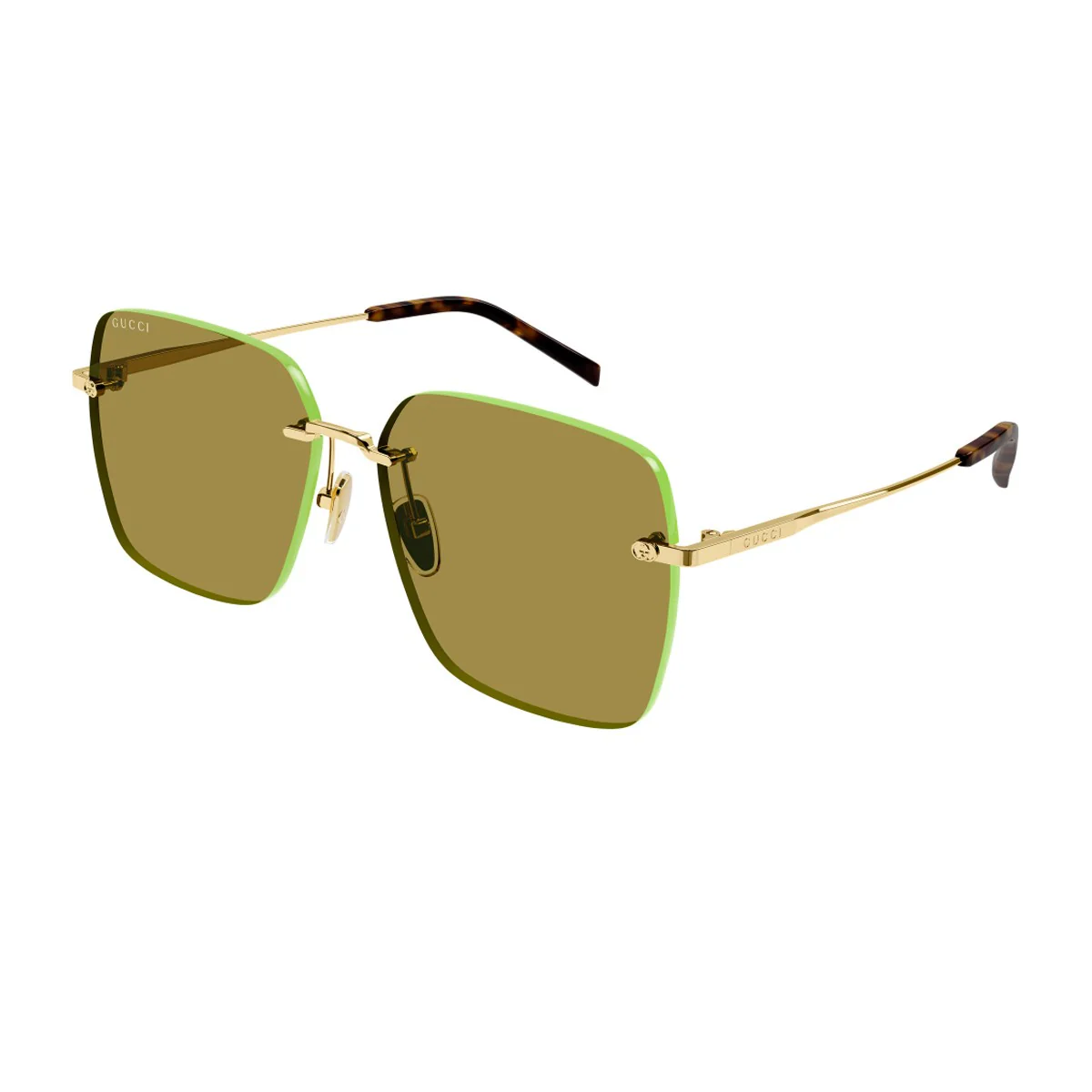 Óculos de Sol Gucci Gg1955sa Linea Institutional Logo Dourado / Verde Metálico