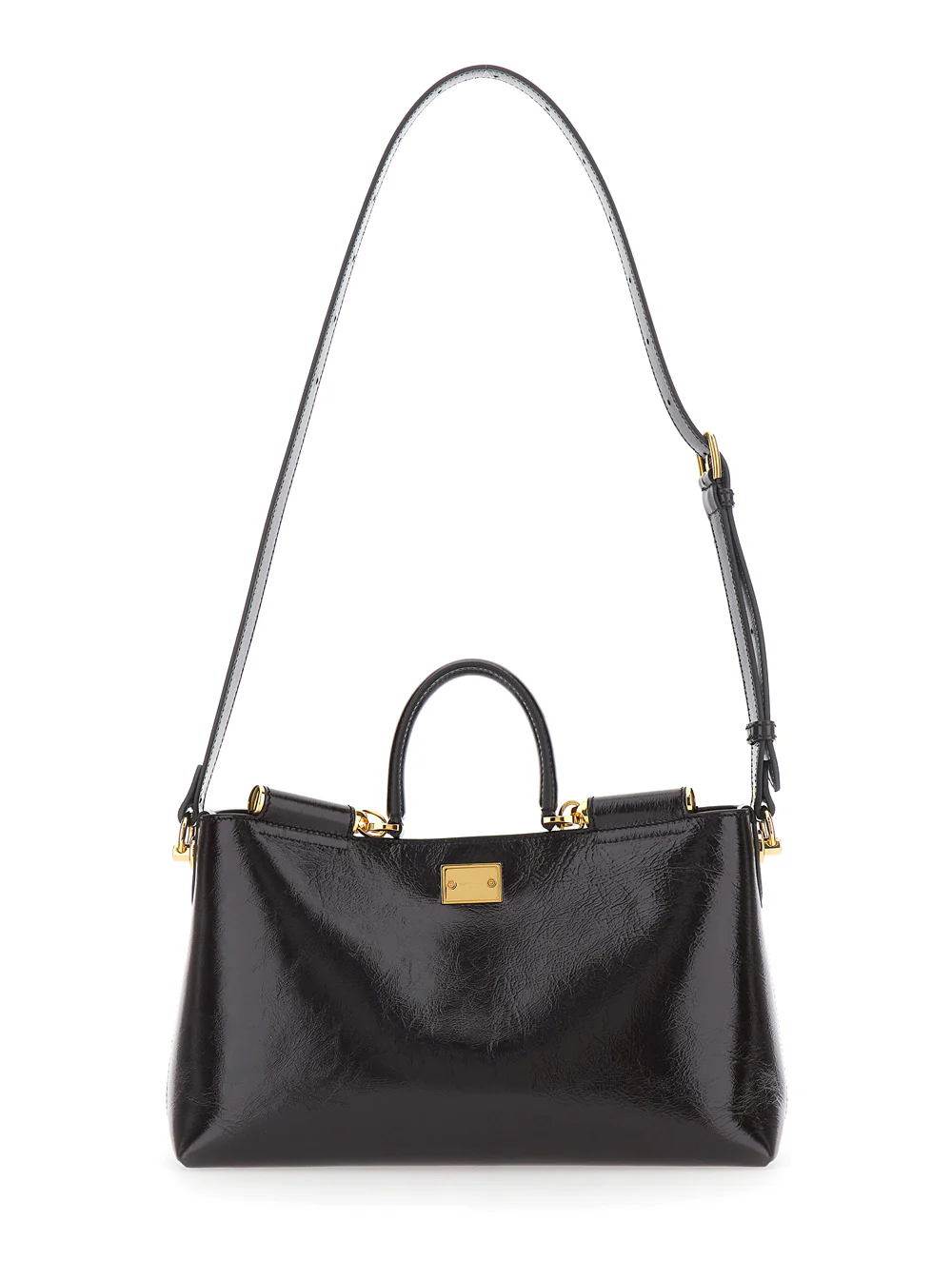 Bolsa de Mão Dolce & Gabbana Vittoria Marrom com Alça de Ombro Ajustável e Placa com Logotipo na Frente em Couro para Mulher Bolsas de Cintura