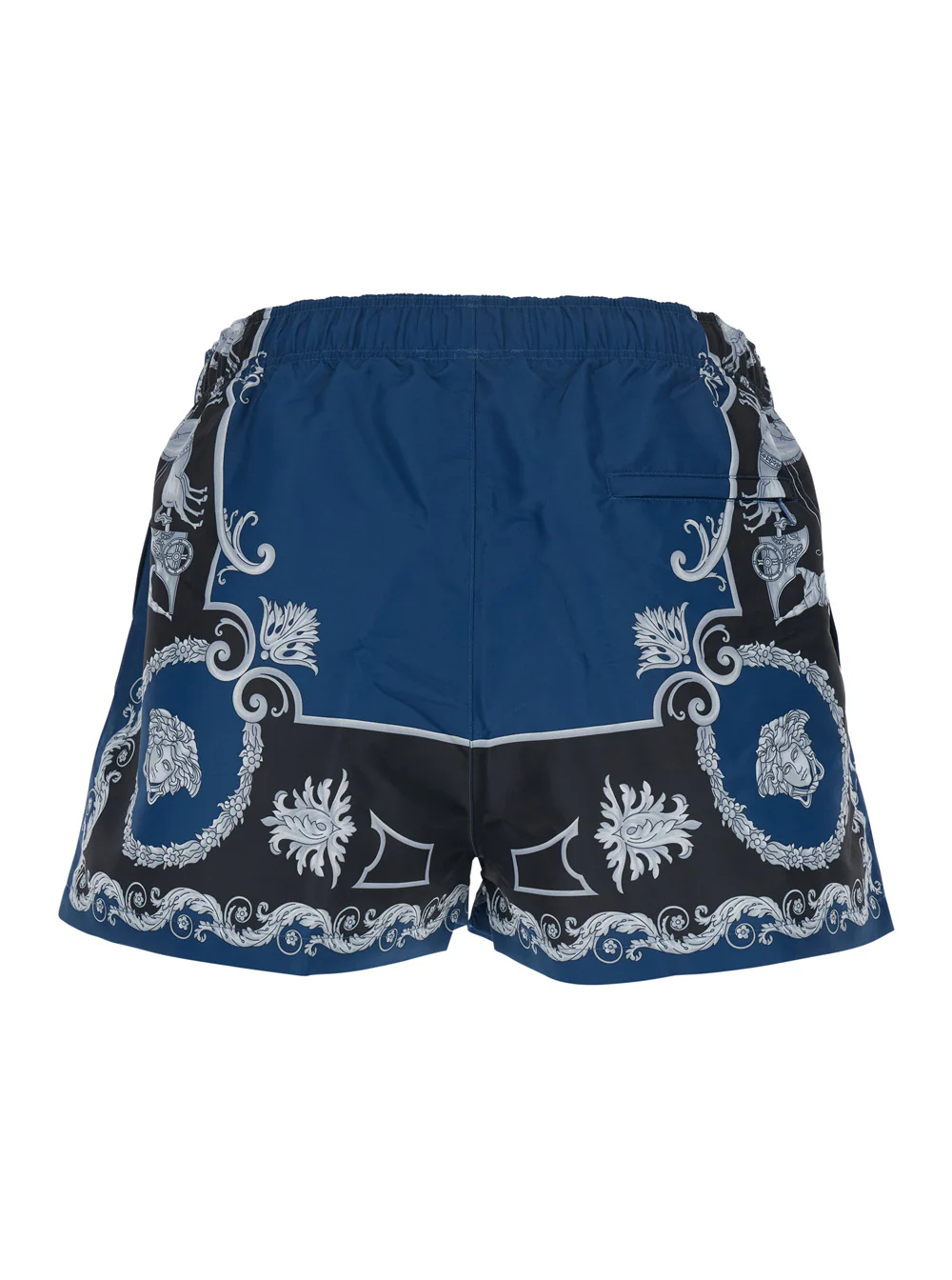 Bermudas de natação azuis Versace com estampa geométrica total em tecido técnico para homem Azul Poliéster Roupas de praia