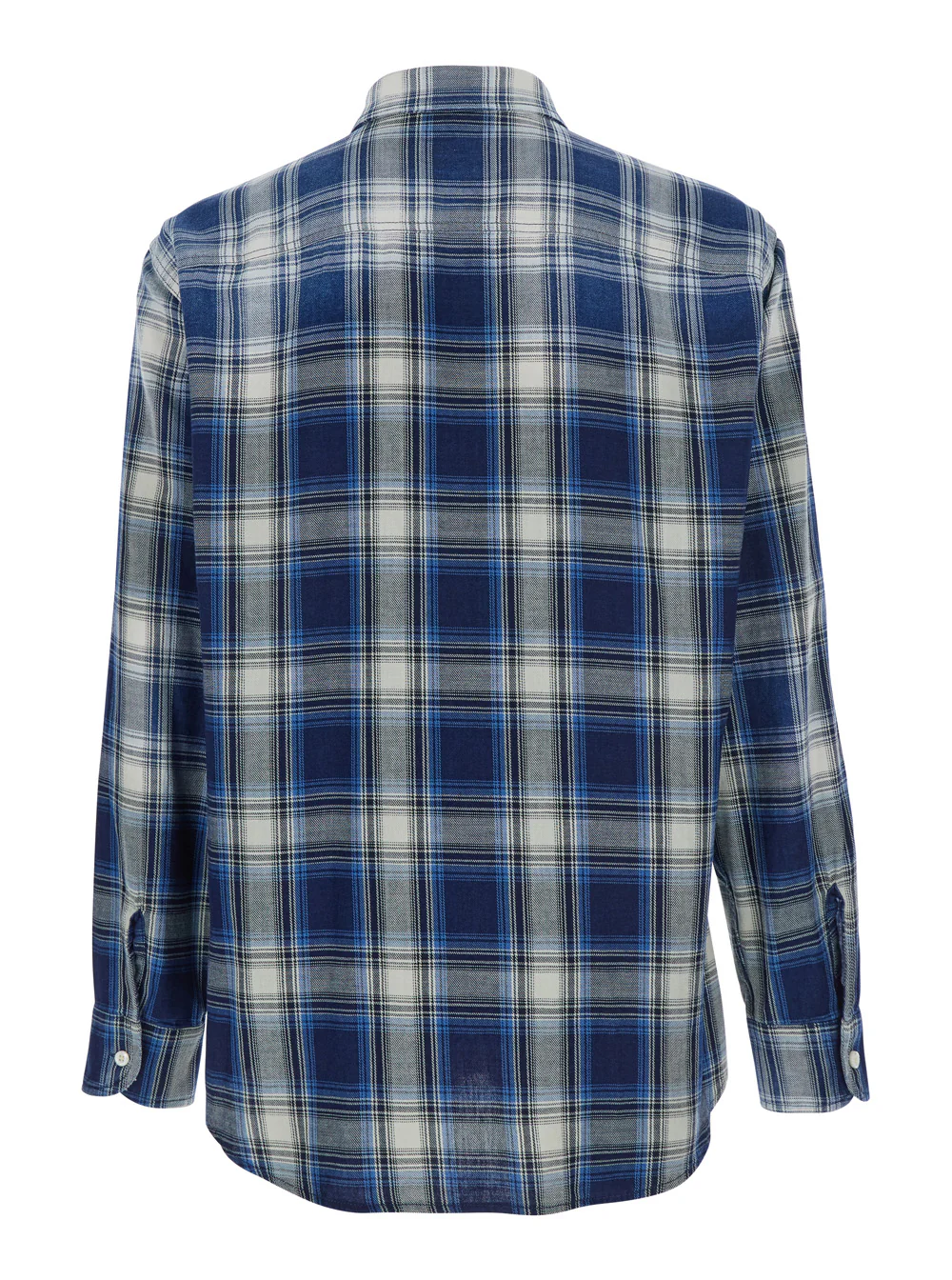 Camisa Dsquared2 Azul com Gola Clássica e Estampa de Xadrez em Todo o Tecido em Algodão Man Azul Blusas