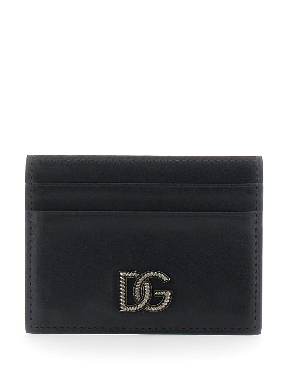 Porta-cartões Preto Dolce & Gabbana com Placa de Logotipo na Frente em Couro para Homens Produtos de Viscose