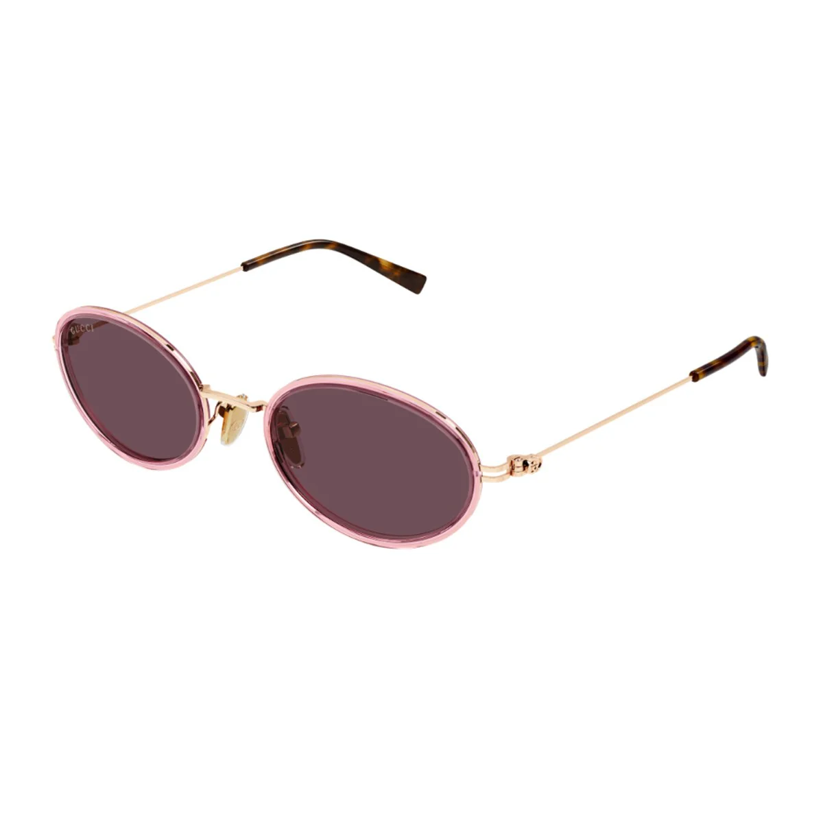 Óculos de Sol Gucci Gg1980s Linea Emblem Rosa Dourado Injetado/Metal