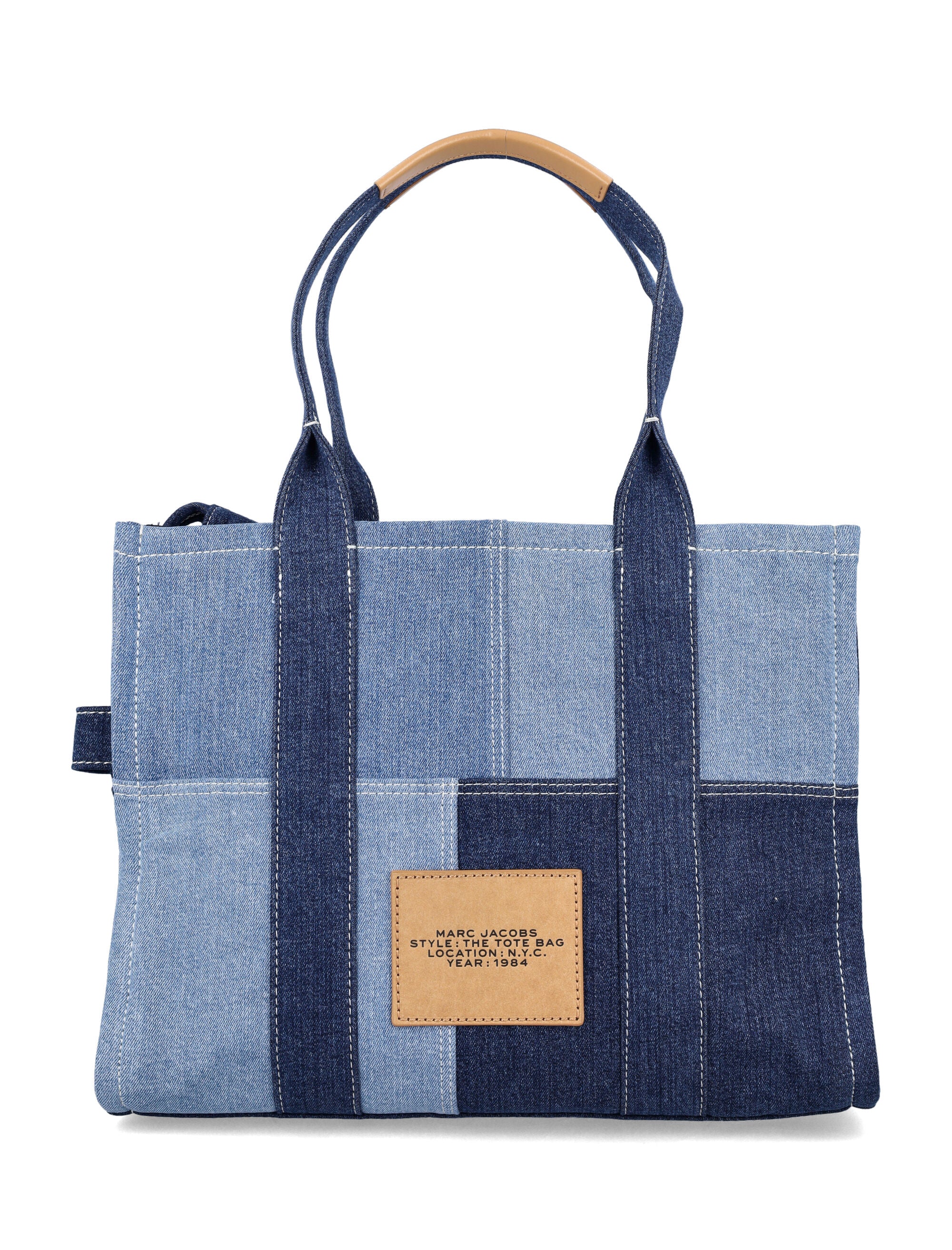 Marc Jacobs The Large Tote Patchwork Denim Bag Azul Algodão