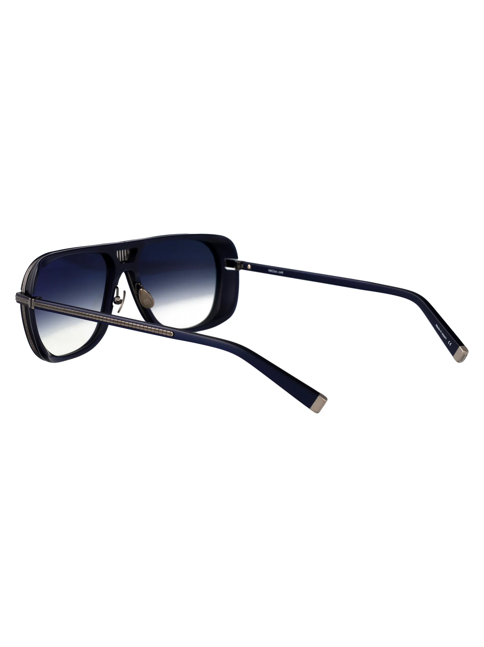 Óculos de Sol Metálicos Matte Navy com Acetato Azul-Marinho Matsuda M3023-V2.sg Prateado Antigo
