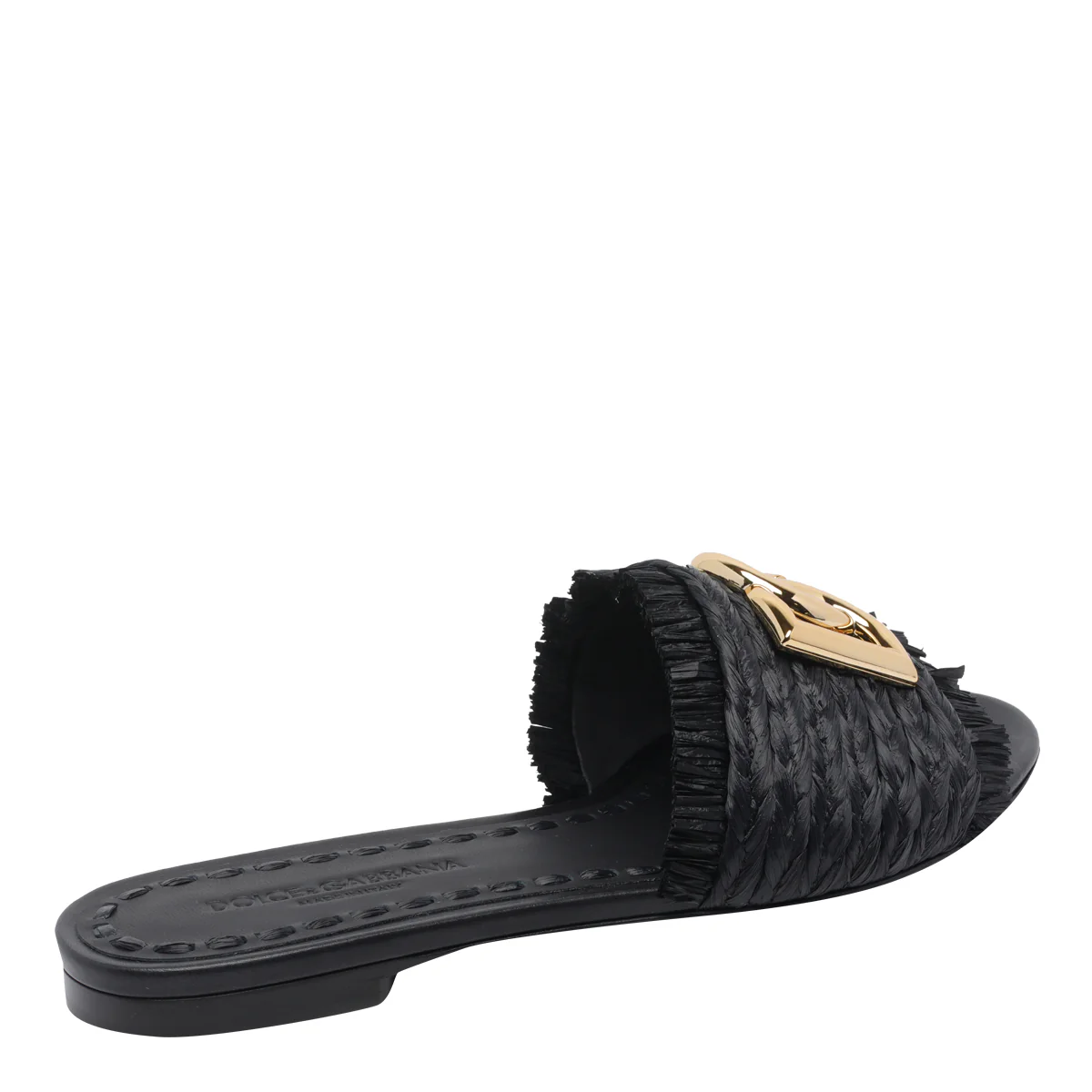 Sandalhas Dolce & Gabbana Preto Tecido Sola de Couro