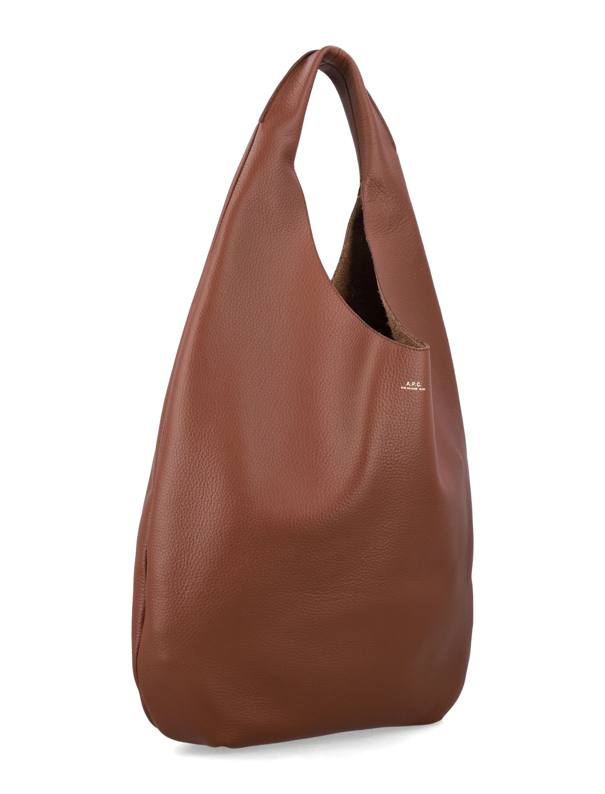 Bolsa de Mão A.P.C. Le Neige em Couro Grânulado Noz-Crema Vaca Tote