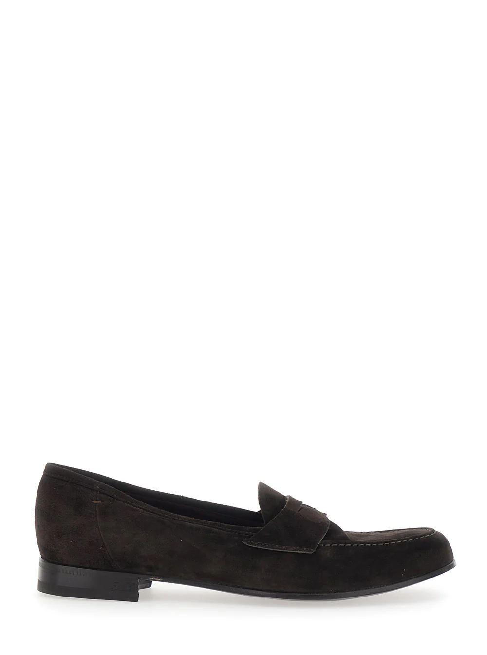 Loafers Lidfort com Bico Arredondado e Costura Contrastante em Couro Cromado Marrom para Homens Calf