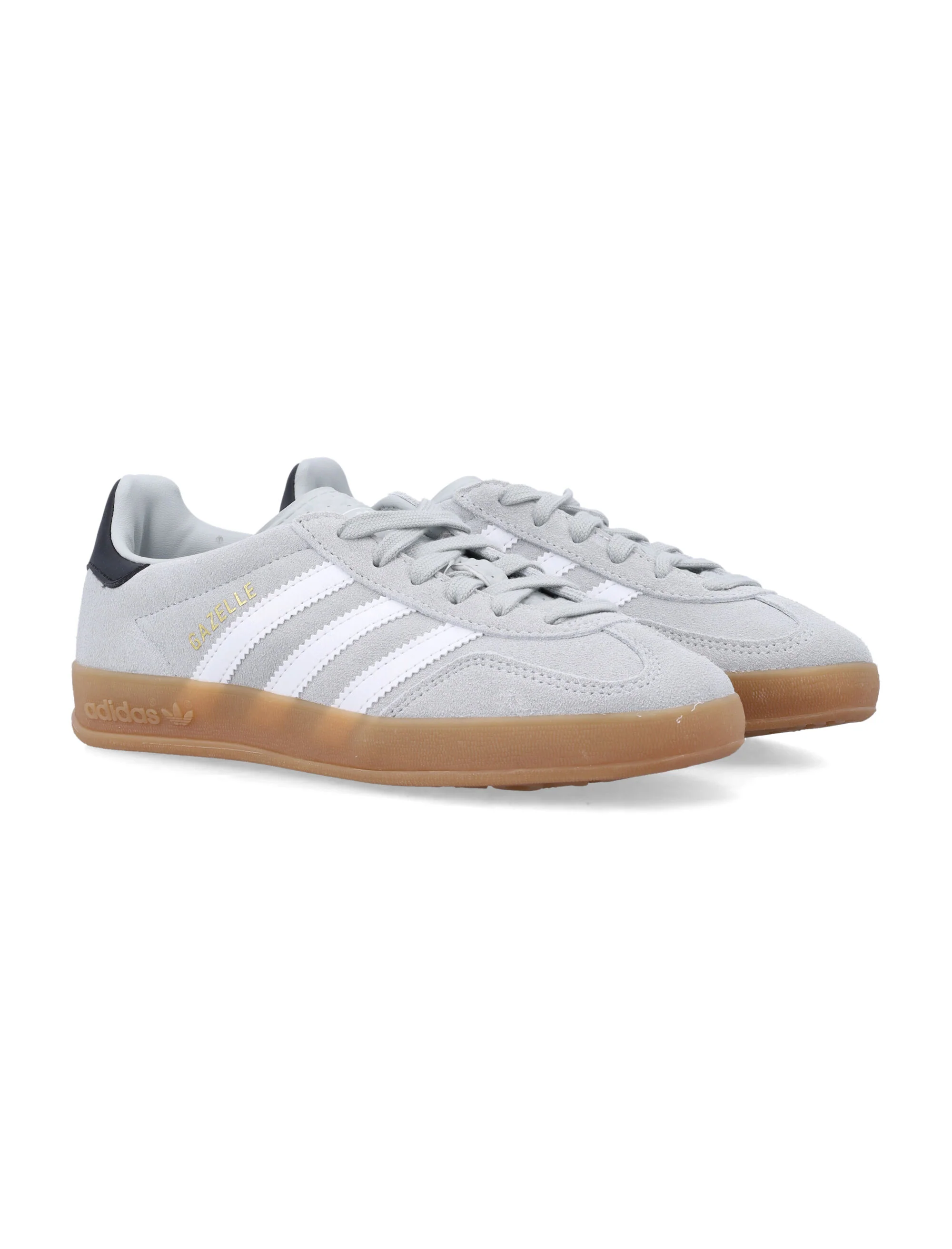 Adidas Originals Adidas Gazelle Indoor Cinza Infantil Sapatos de Corrida Cinza/Branco Sola de Couro