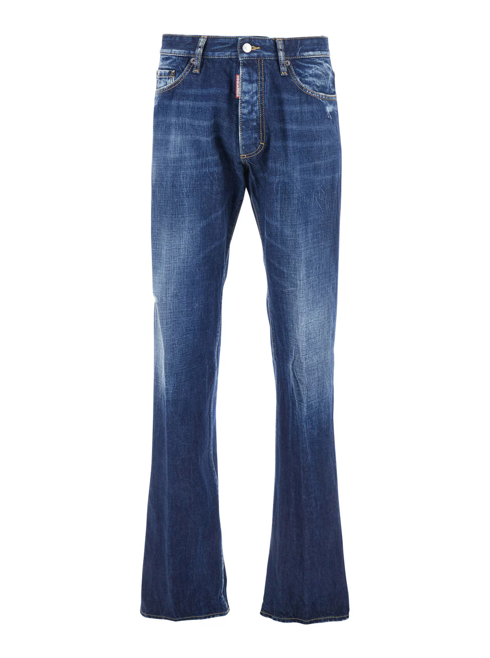 Calças Dsquared2 The American Azuis com Patch de Logotipo na Parte de Trás e Efeito Desbotado em Algodão Azul